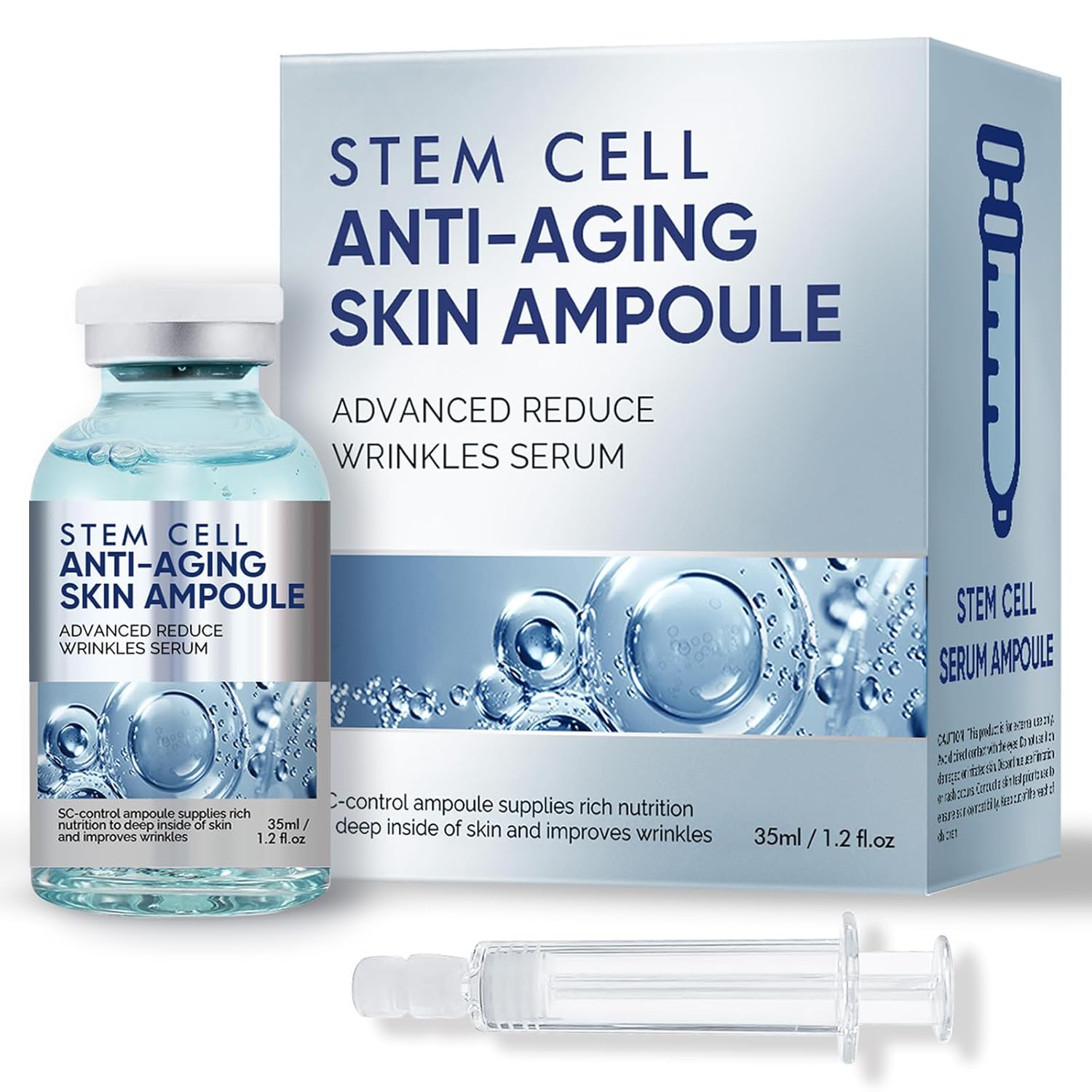 Stem Cell Serum for Face, Microneedling Serum, Stem Cell Solution Ampoule to Use with and without Micro Needling, Anti Aging & Smooth Wrinkles, 1.2 OZ