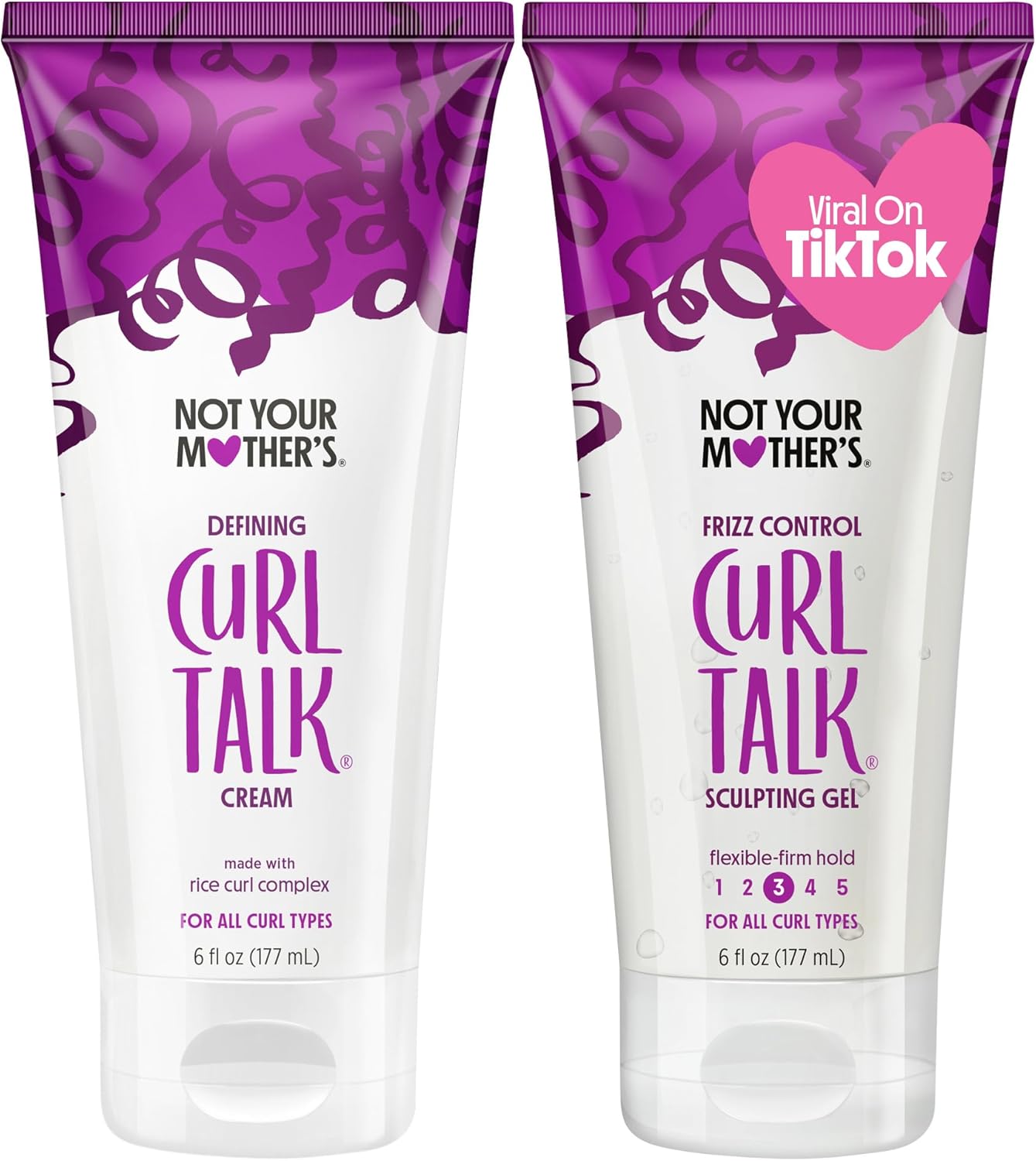 Not Your Mother's Curl Talk Frizz Control Sculpting Gel and Defining Cream (2-Pack) - 6 fl oz - Formulated with Rice Curl Complex - For All Curly Hair Types
