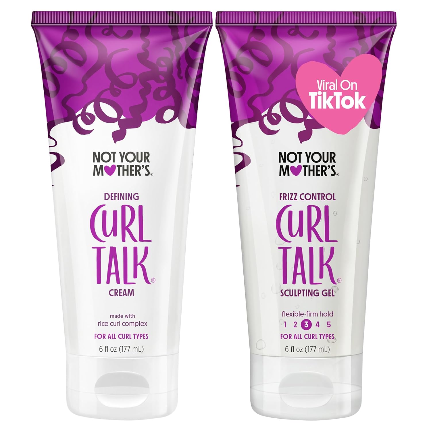 Not Your Mother's Curl Talk Frizz Control Sculpting Gel & Defining Cream (2-Pack) - 6 fl oz Each - Tames Hair Frizz & Maximizes Definition – For All Curly Hair Types