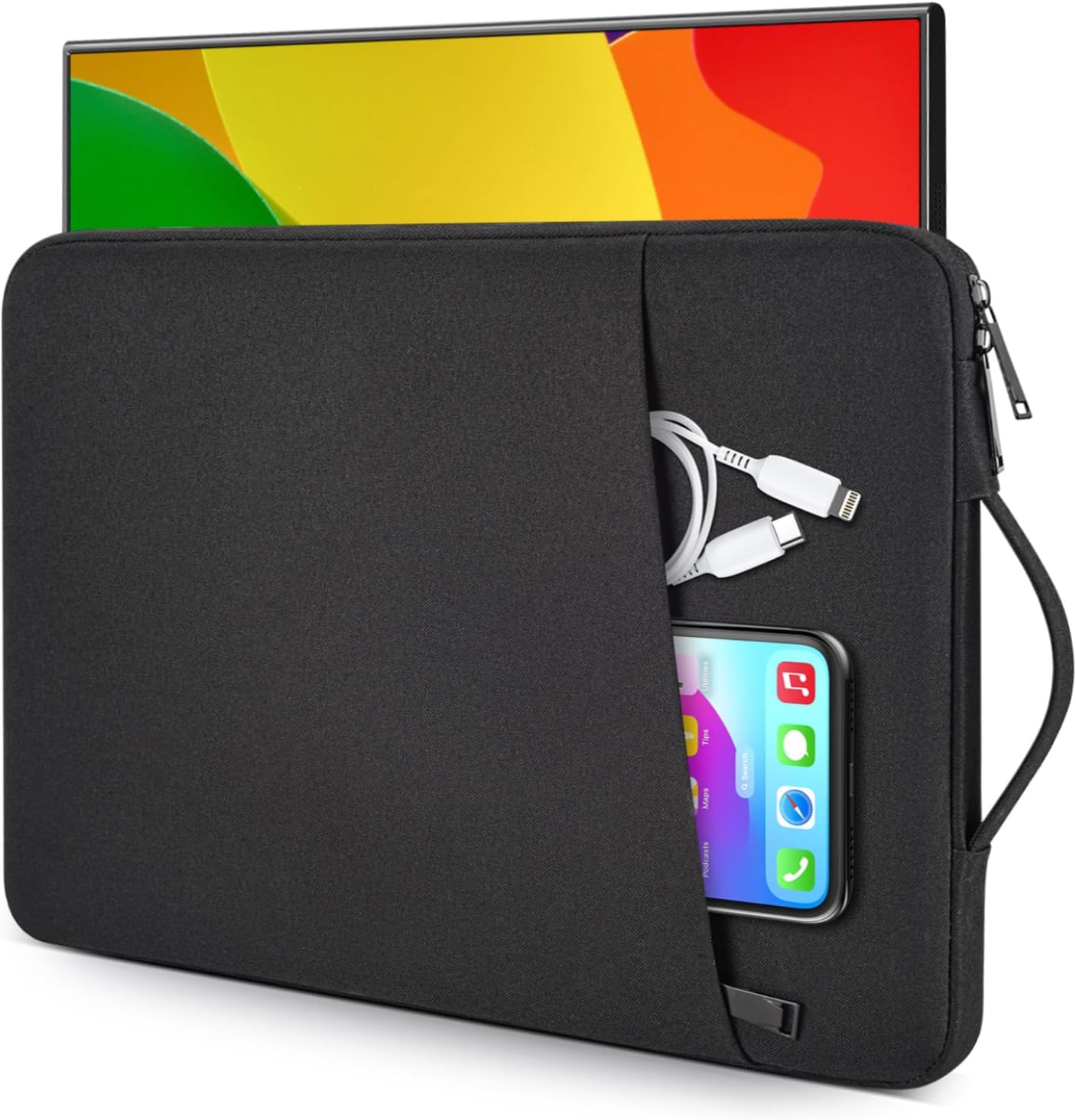 Portable Monitor Case 15.6 Inch, Protective Carrying Sleeve for MNN ForHelp KYY InnoView VILVA COOLHOOD ViewSonic HotYeah KOORUI QQH Zenscreen 15.6" Portable Monitor Computer Bag,Black