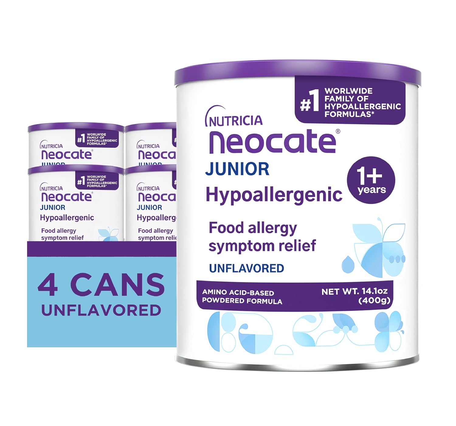 Neocate Junior Unflavored, 1+ years, 14.1 oz (Pack of 4)
