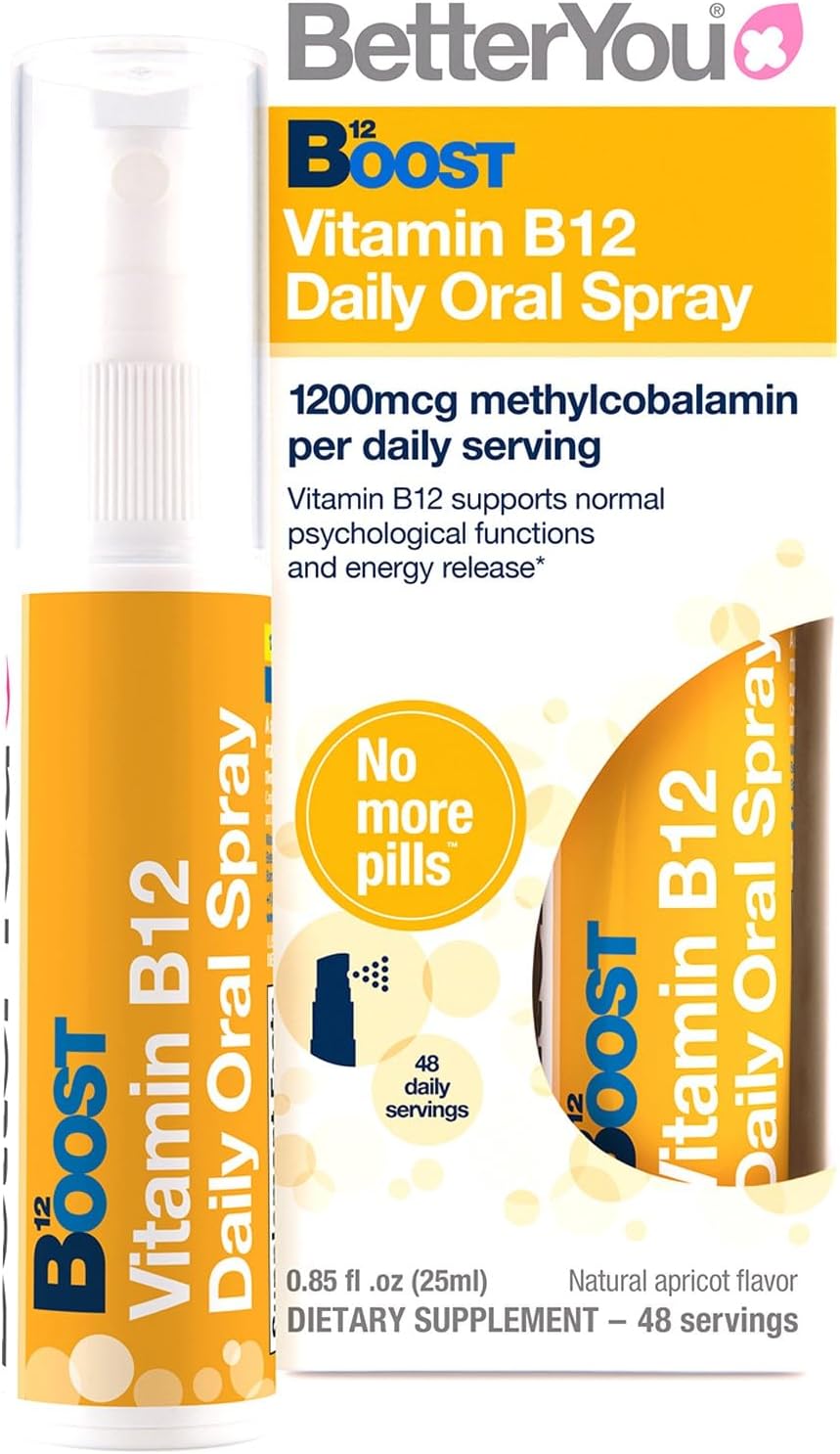 BetterYou Boost Vitamin B12 Oral Spray - Natural Liquid Supplement - Vitamin Spray for Daily B12 Intake - Green Tea and Chromium - 0.85 oz