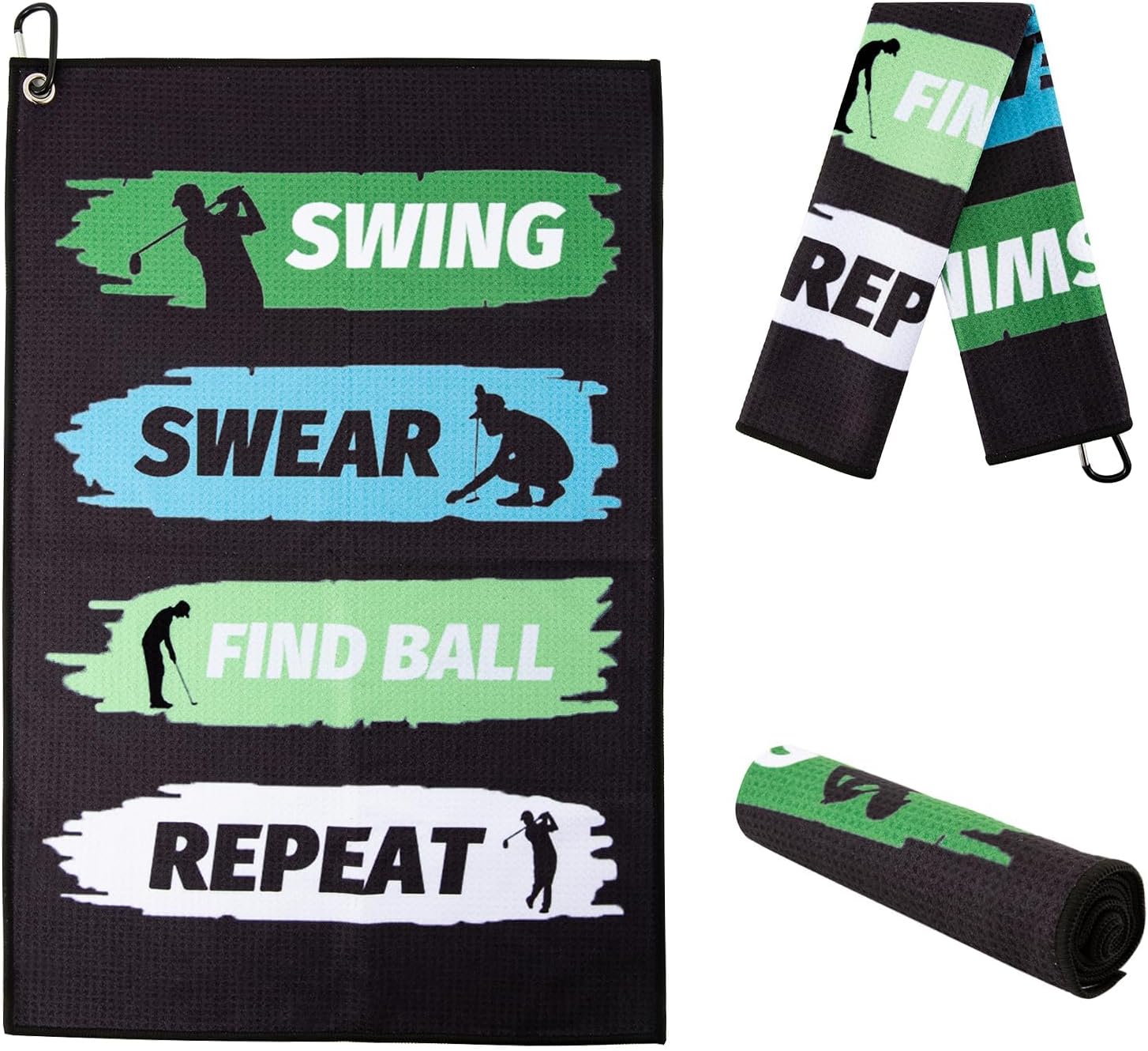 HFCOONY Golf Towel,Printed Golf Towels for Golf Bags with Clip,Golf Accessories Funny Golf Gifts for Men Golfers,Husband Boyfriend Dad,Birthday Gifts for Golf Fan