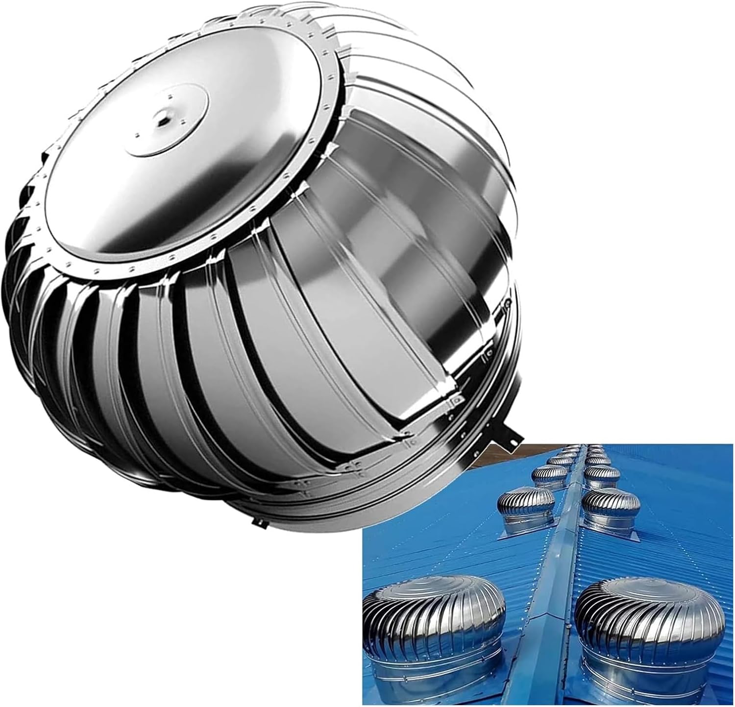 Roof Wind,Stainless Steel Turbine Ventilator Vents Internally Braced Wind Turbines, Roof Ventilator Wind Turbines, Swivel Cap for Ventilation Ducts, Chimneys and Exhausts (Size : 11cm)