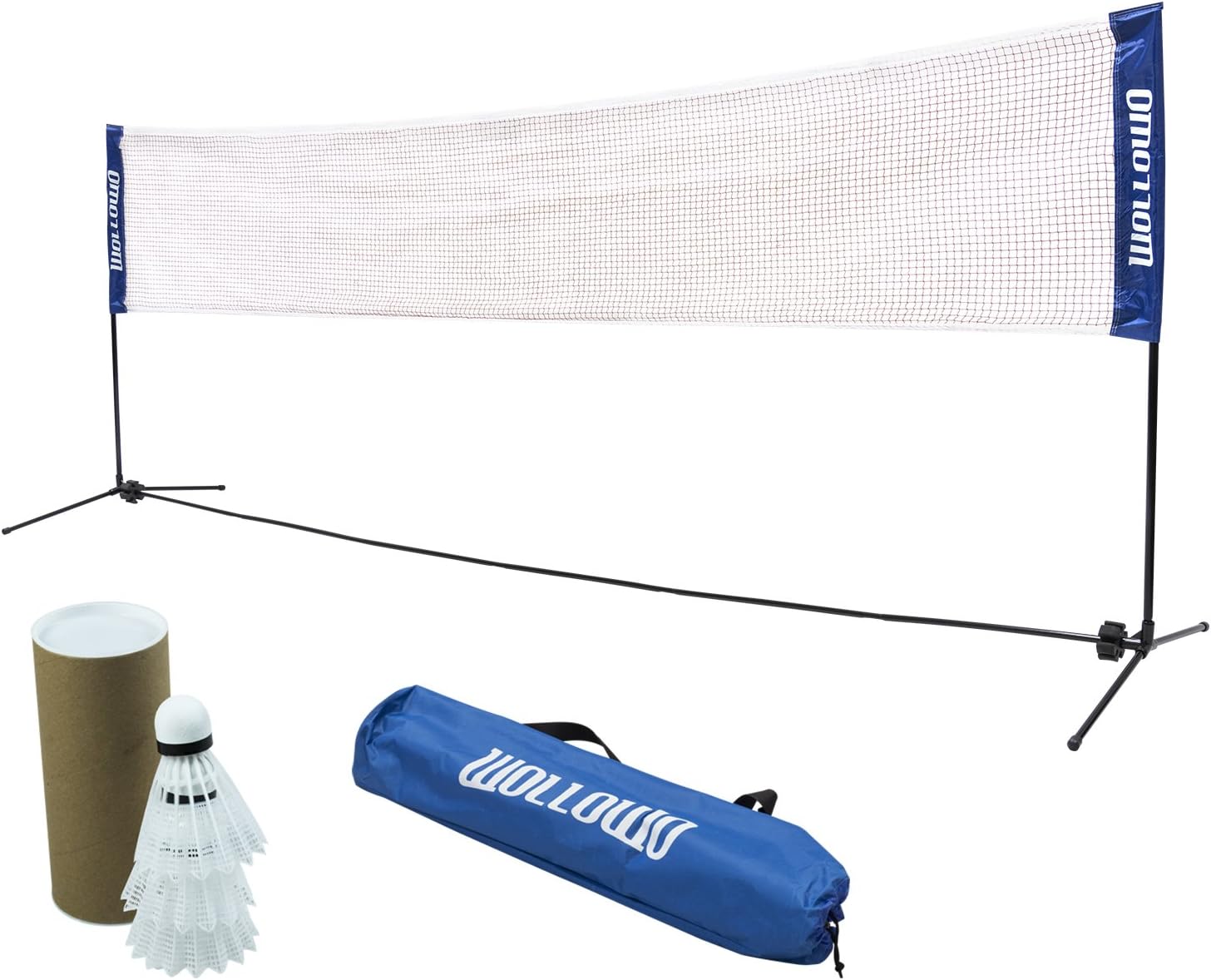 Wollowo 4m Foldable Portable Badminton Volleyball Net Frame Stand, FREE Shuttlecocks and Carry Bag