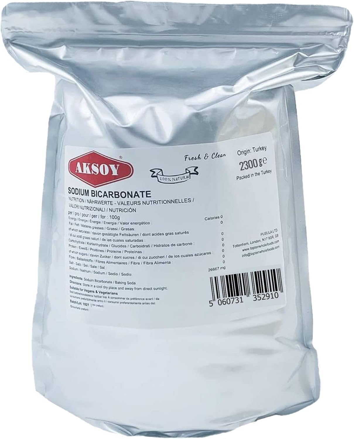 Aksoy Baking Soda 2.3KG | Pure Sodium Bicarbonate Powder with Highest Purity, Food Grade, Multi-Purpose Use for Cooking, Baking, Cleaning, Odor Removal, and More...