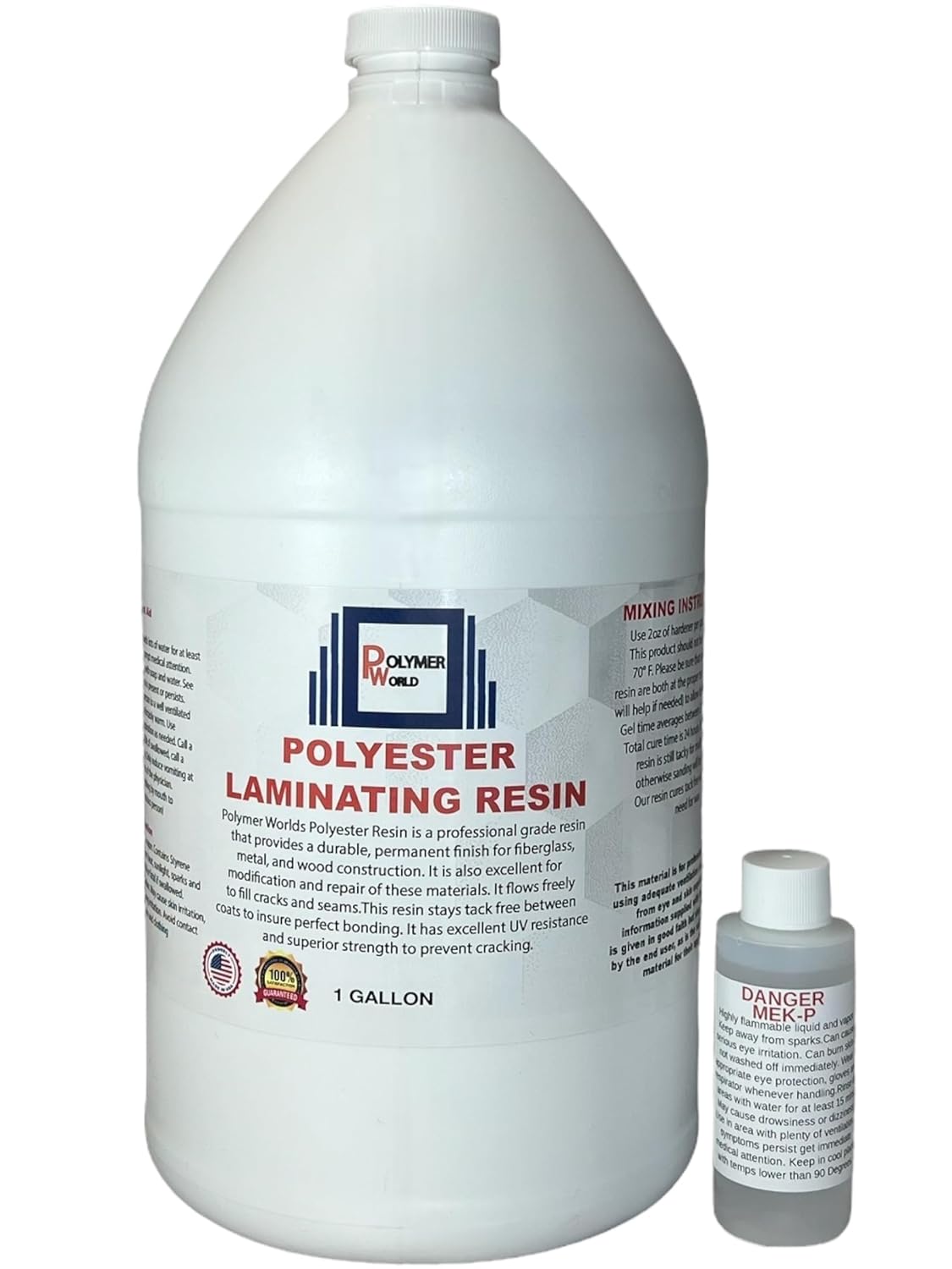 Polymer World- Polyester Resin 1-10 Gallon Kit with MEKP for Boats, Cars, Surfboard, RV, Pools,Canoes, Jetskis, Watercrafts (1, 1 Gallon)