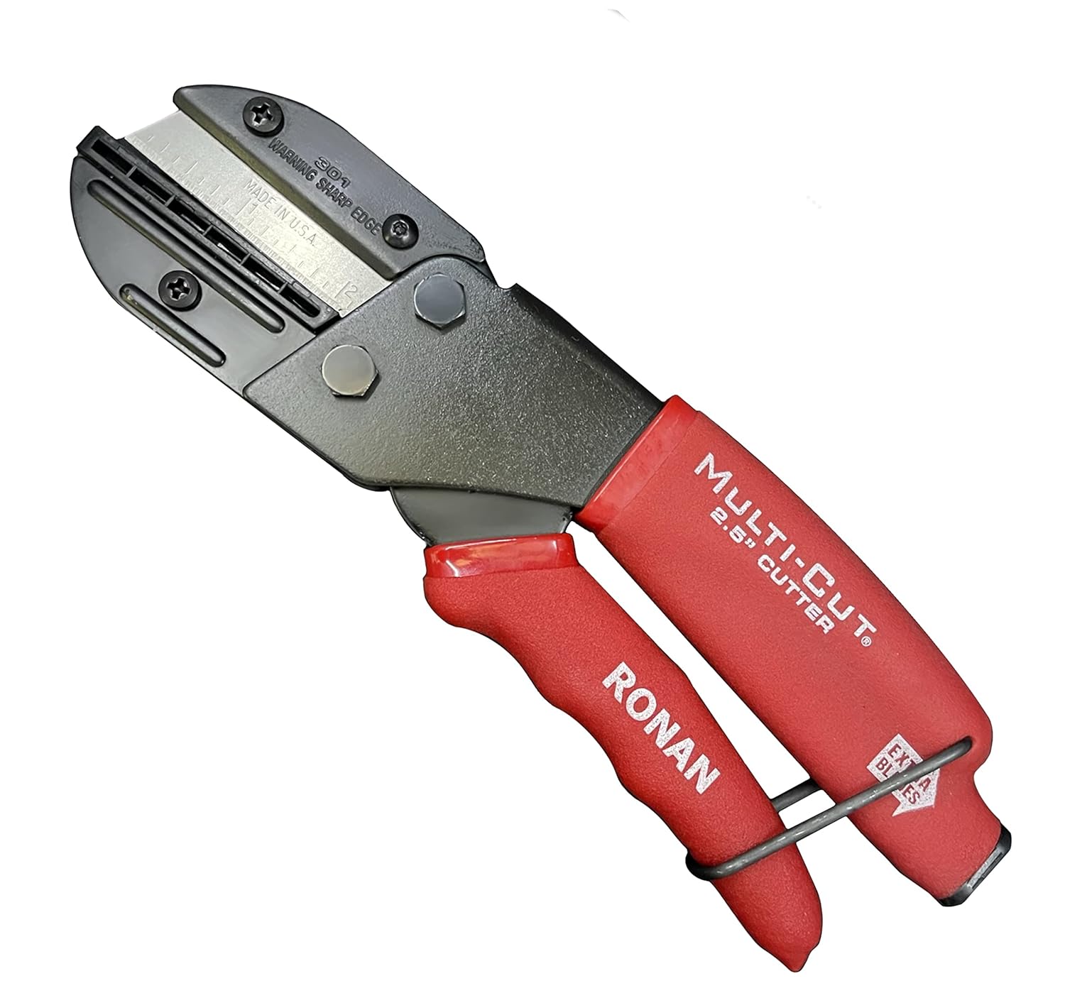 Ronan Multi-Cut Industrial Cutter – Heavy-Duty Blade for Plastic, Rubber, Wood, Leather & More – Replaceable Blades, Safety Lock, Ergonomic Grip, 3 Extra Blades Included