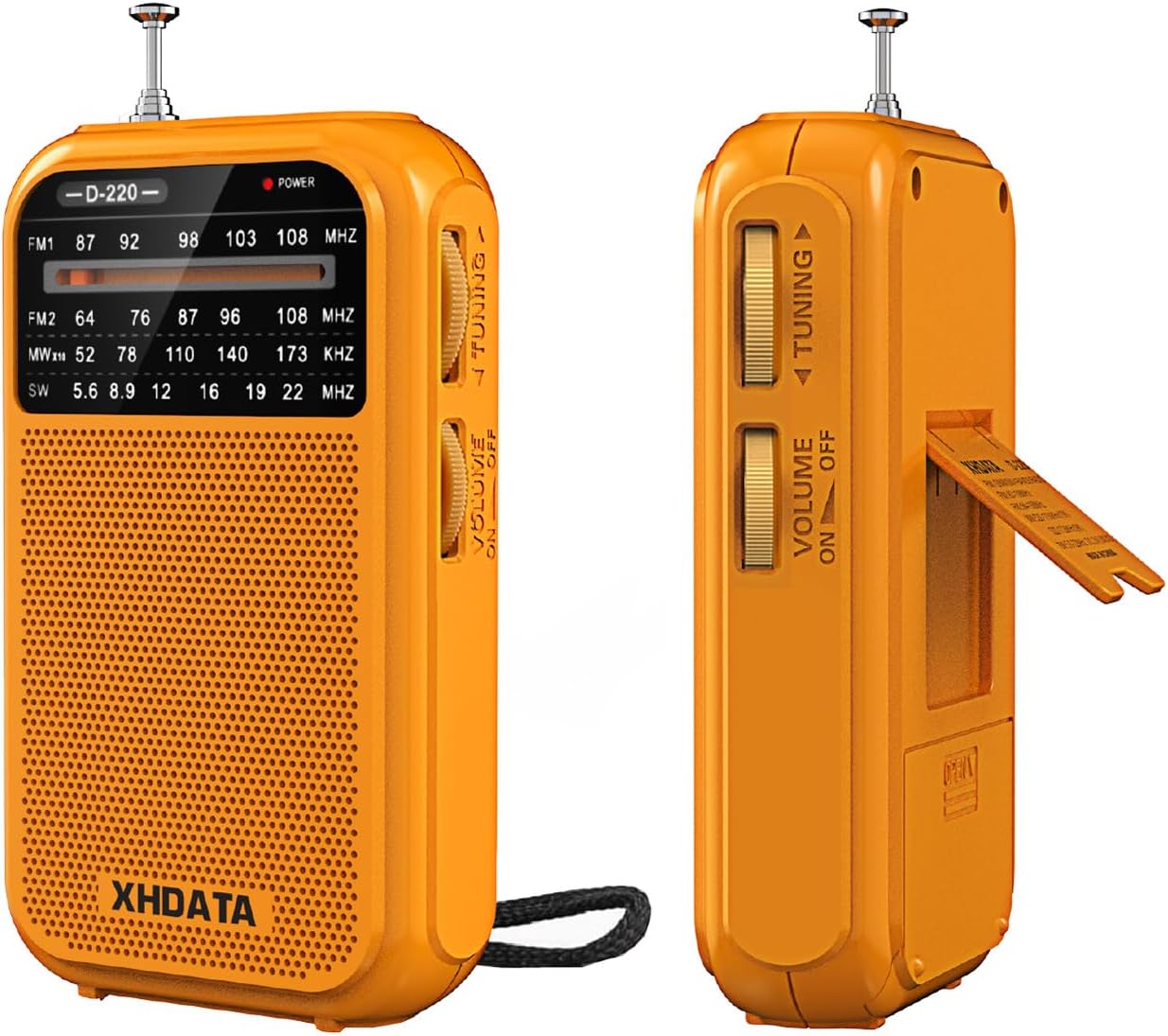 D220 Portable Radio AM FM SW Shortwave Receiver Pocket Radios, 2AA Battery Operated Transistor Radio with Excellent Reception for Gift, Family, Elder (Orange)