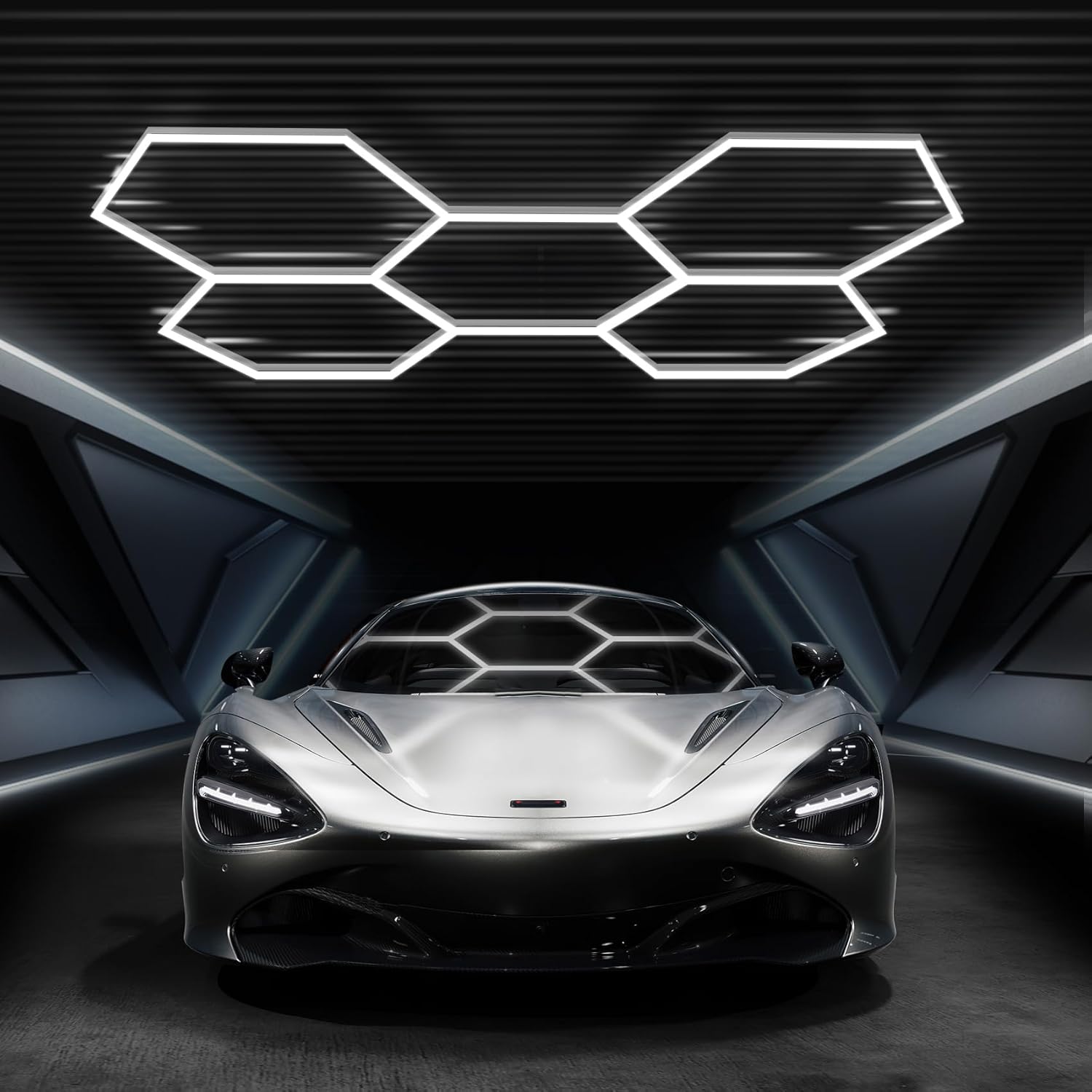 Hexagon Garage Lights, High Brightness 168W 6500K 18480Lumens Honeycomb Hexagon Led Garage Light 5 Grid for Garage, Auto Beauty Shop, Car Detailing Shop, Workshop