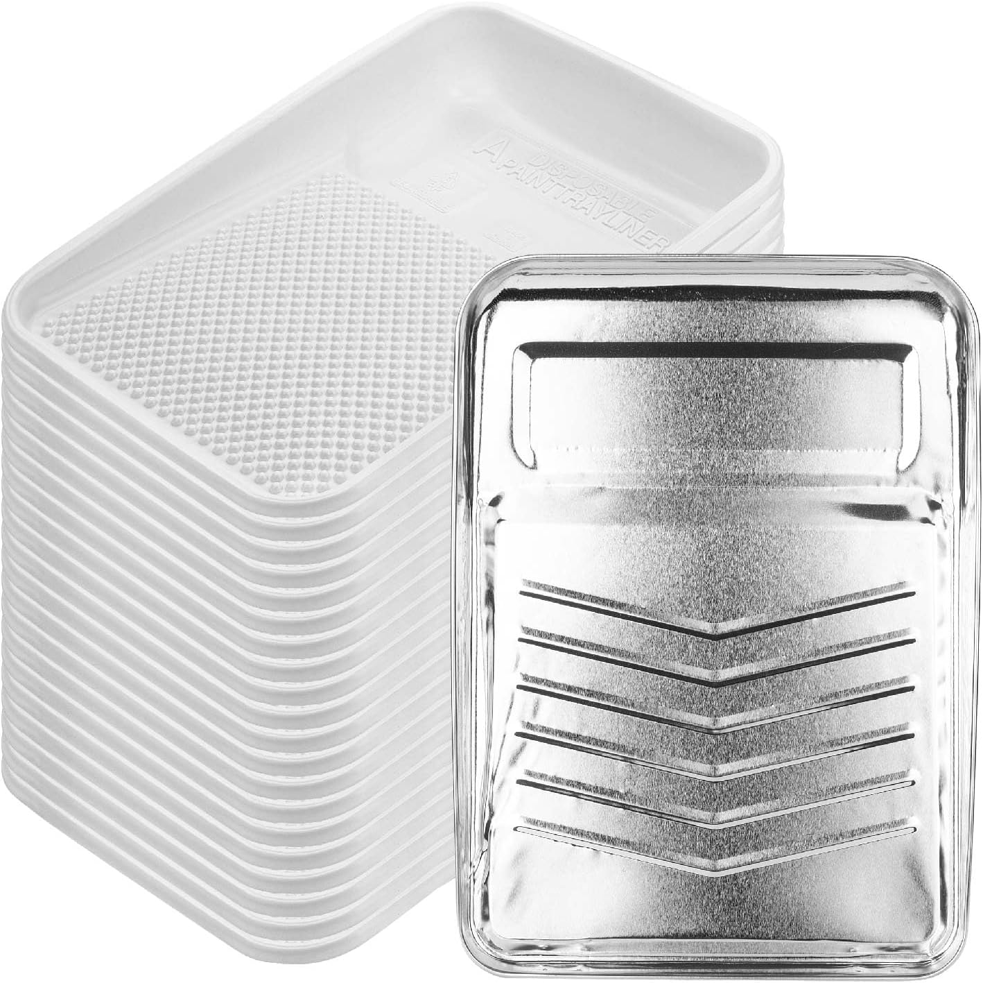 Bates 9 Inch Paint Tray Liners - 21 pcs, One Metal Tray with 20 Plastic Liners