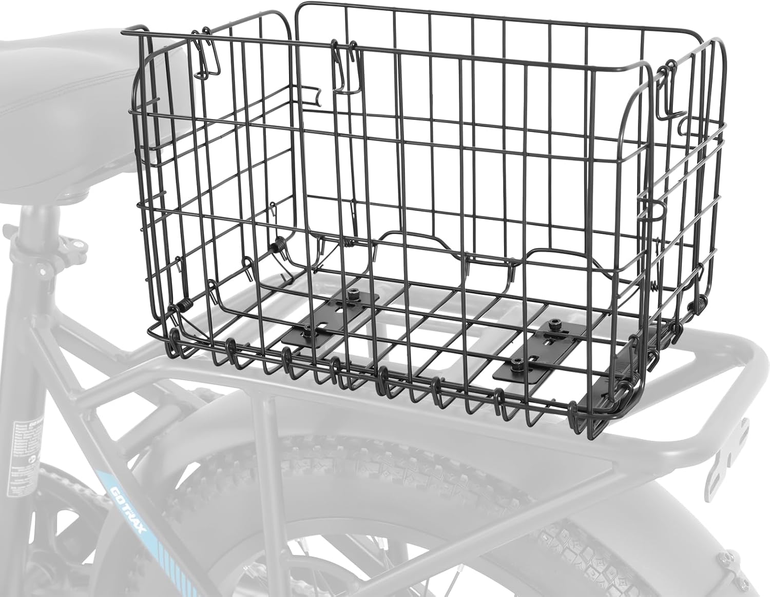 Gotrax Electric Bike Rear Basket – Spacious 13.4"*8.3"*8.7" Metal Basket, Easy Installation, Supports Up to 55lbs, Designed for Shopping, Commuting, Picnic and Run Errands, Black