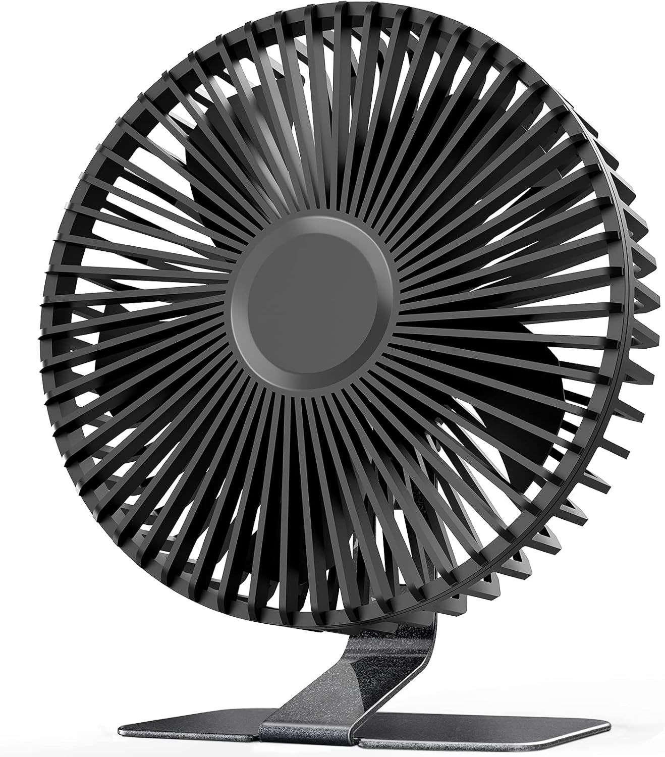 SLENPET 6 inch USB Desk Fan, 4 Speeds, Ultra-quiet, 90° Adjustment for Better Cooling, Portable Mini Powerful Desktop Table Fan, Small Personal Fan for Home Office, Metal Base, Black
