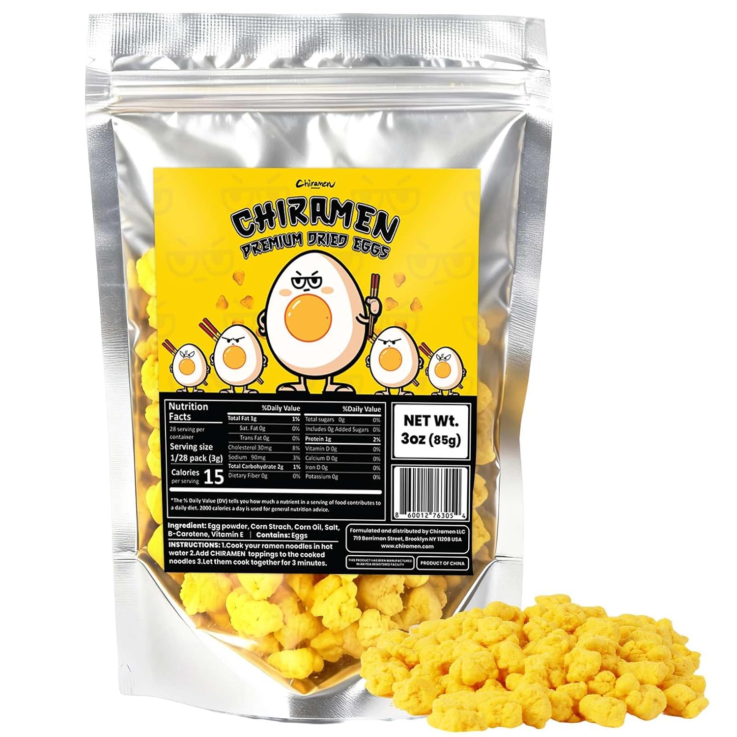 Chiramen Dried Egg Ramen Toppings – Instant Noodle Topping for Ramen Bowls, Cup Noodles, Udon & Soup Garnish