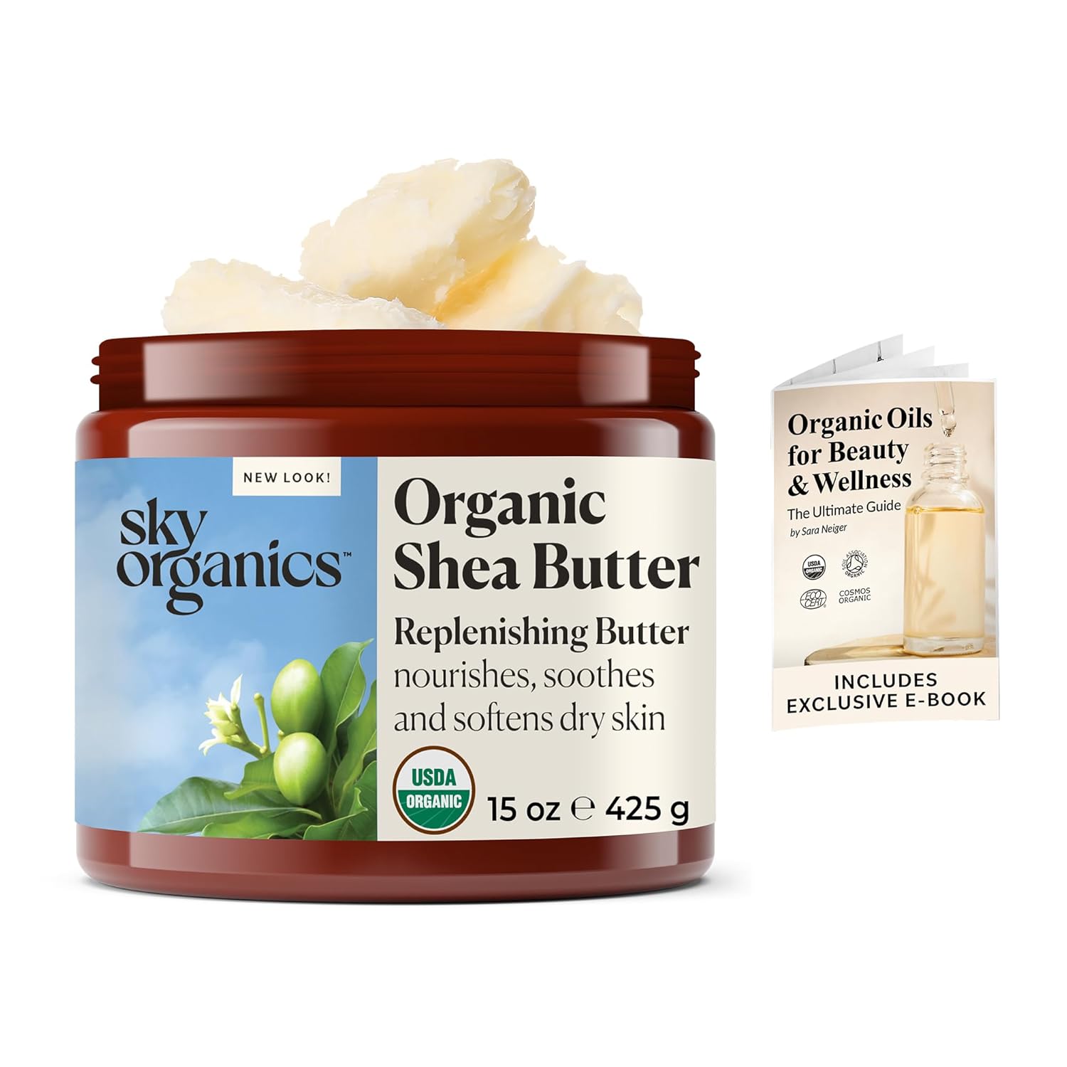 Sky Organics - Organic Shea Butter, 15 oz - Nourishes, Soothes, and Softens Dry Skin - Raw & Undefined - Essential Fatty Acids & Antioxidants - Natural, Vegan & Cruelty Free - Skin Care & Self Care