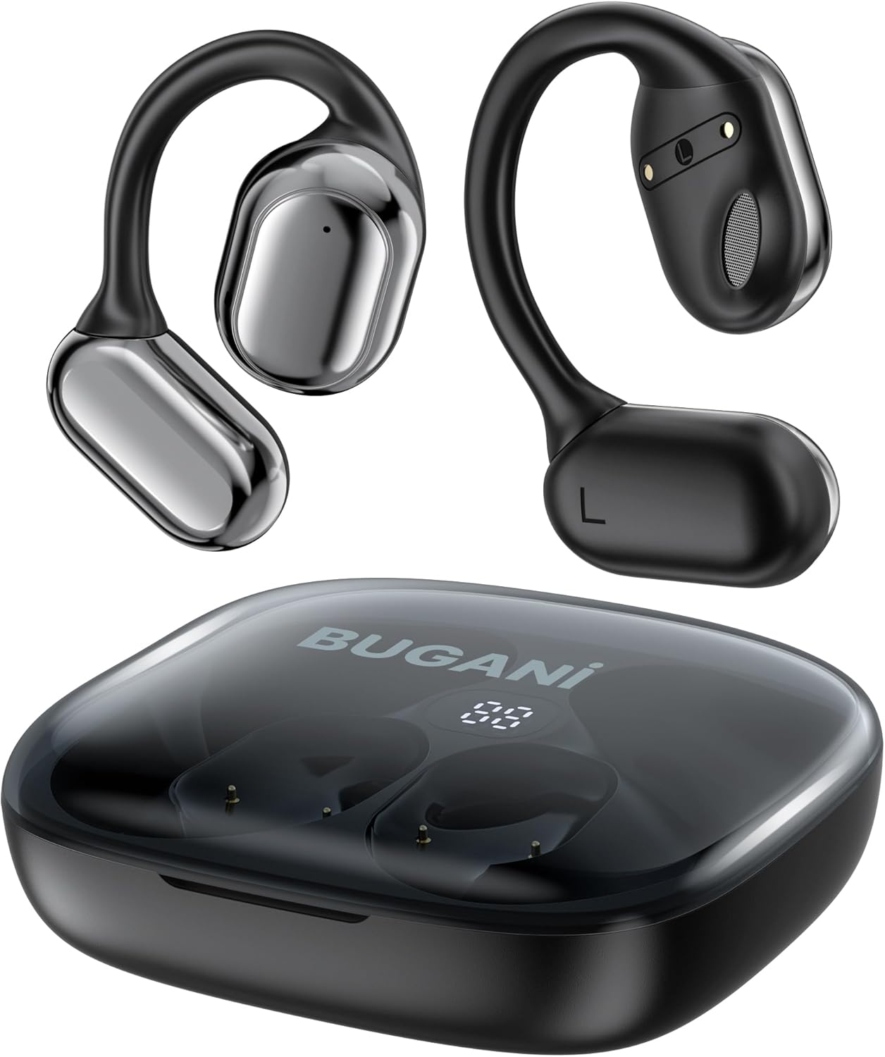 Open Ear Headphones, Open Ear Earbuds with Clear Calls, Bluetooth 5.4 Wireless Earbuds With Ear Hooks, IPX5 Waterproof Lightweight Sport Earphones For Workouts, Running, Fitness, Black