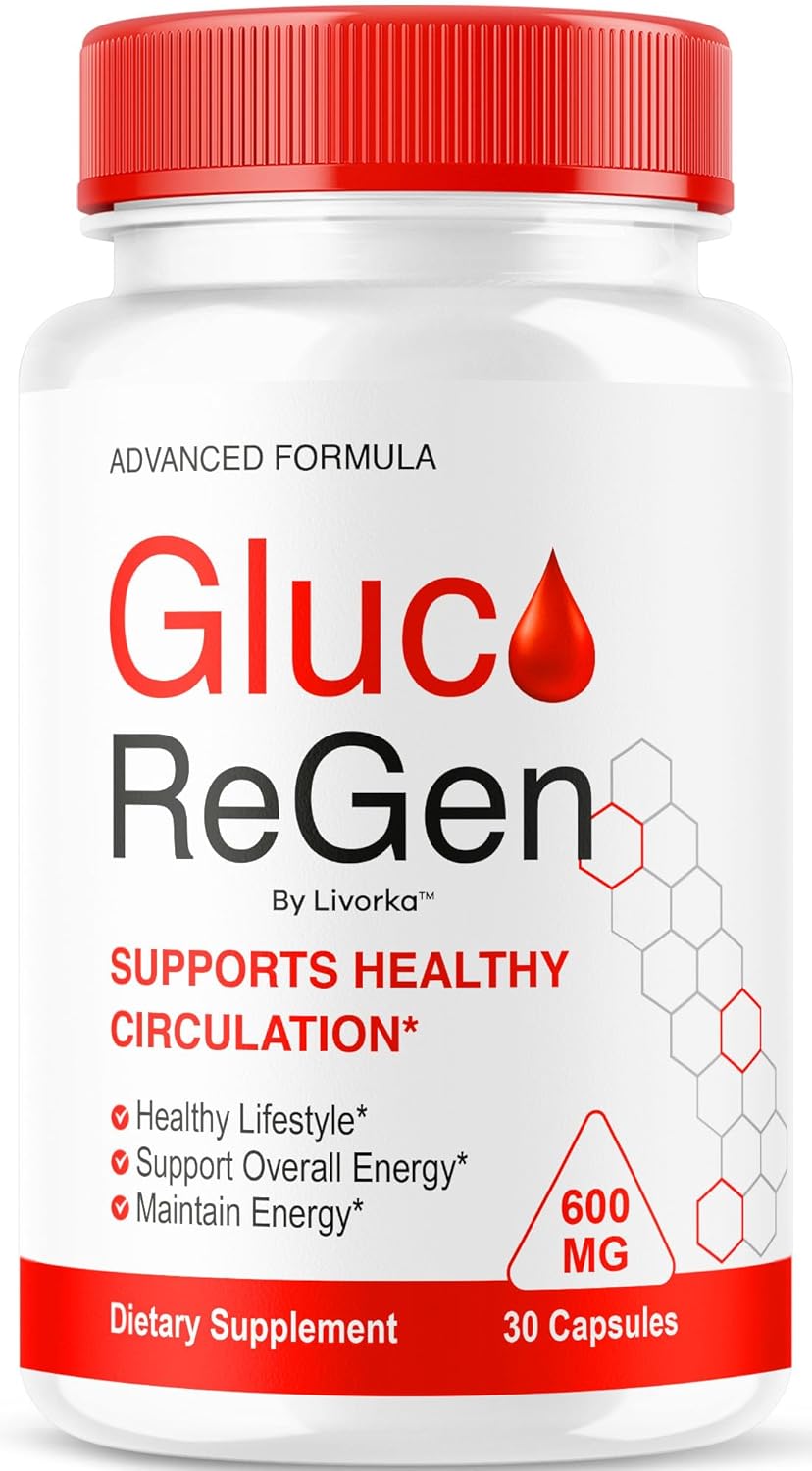 GlucoRegen Capsules - Official GlucoRegen Premium Formula Supplement Pills, Advanced Support Formula for Wellness & Overall Health, All Natural GlucoRegen Review, 30 Capsules for 1 Month