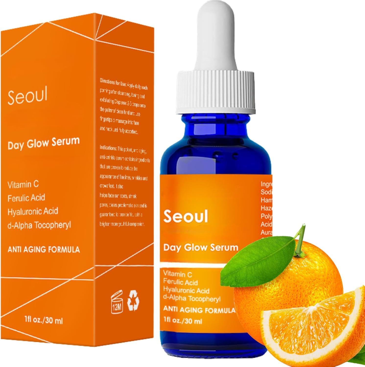Korean Skin Care 20% Vitamin C Serum with Hyaluronic Acid & CE Ferulic Acid – Anti-Aging Face Serum for Glowing Skin, Reduce Wrinkles & Dark Spots, 1 Fl Oz