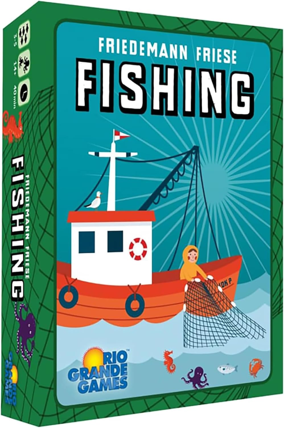 Rio Grande Games: Fishing - Trick Taking Card Game, Ocean Theme, Card Drafting & Point Collection, Ages 14+, 3-5 Players, 30-60 Mins