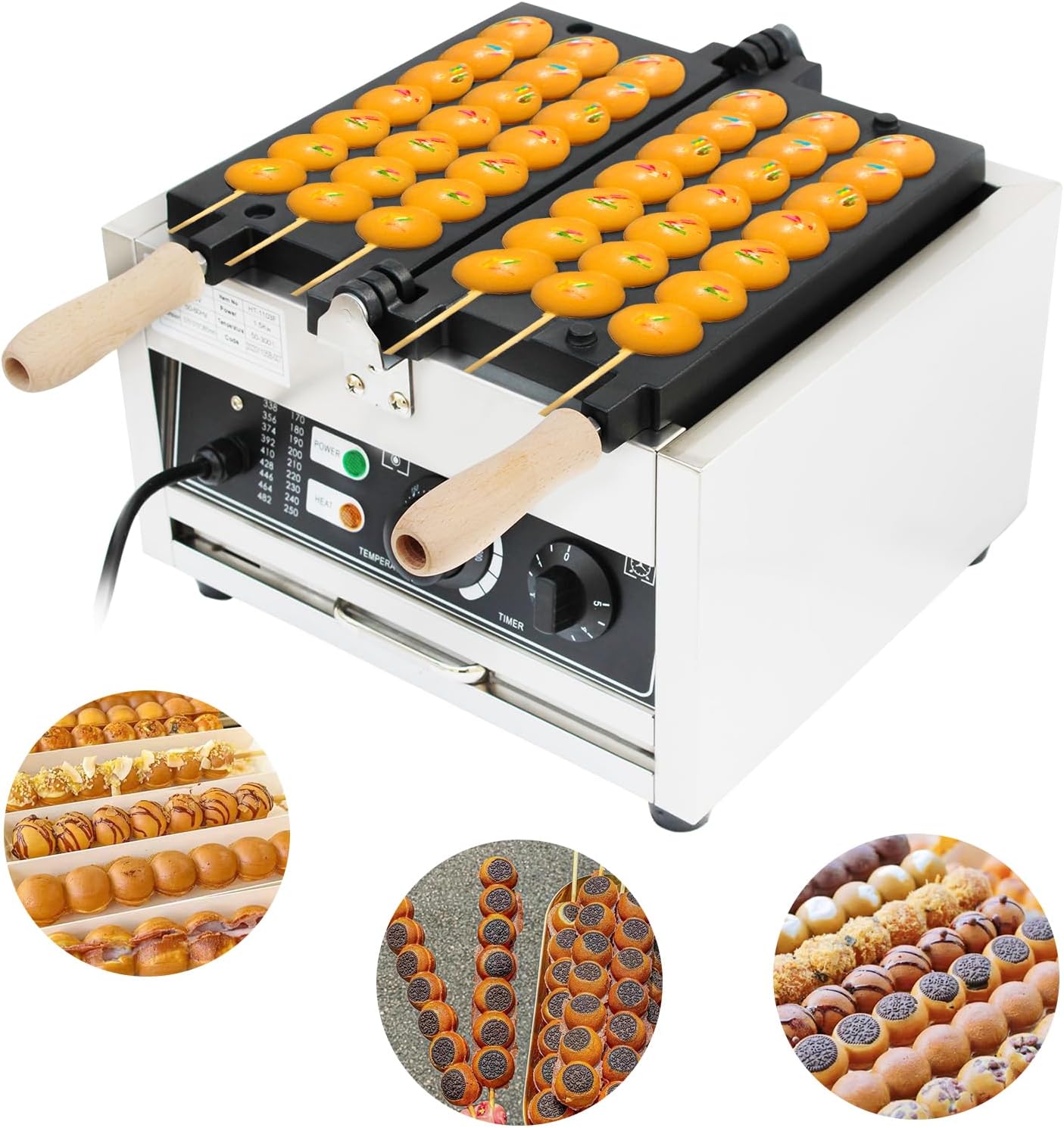 Commercial Bubble Waffle Maker, 1500W Electric Waffle Bites Ball Machine, Mini Nonstick Pancakes Muffins Baking Machine, Popular Snack Equipment For Bakeries, Restaurants