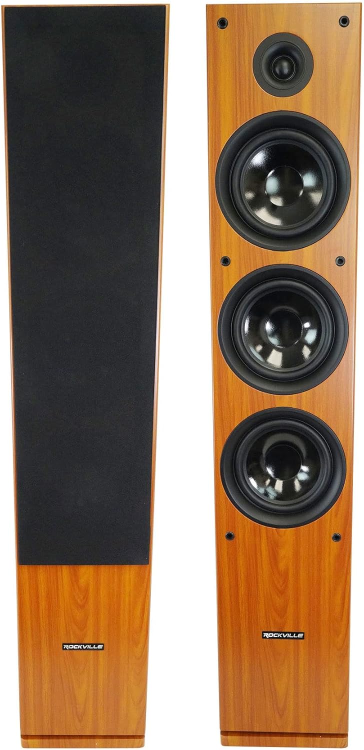 Rockville (2) RockTower 68C Classic Home Audio Tower Speakers Passive 8 Ohm
