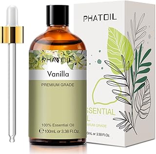 100ML Vanilla Essential Oil, Huge 3.38fl.oz Bottle Vanilla Oil, Pure Aromatherapy Essential Oils for Diffuser, Humidifier, Scented Oils for Soap, Candle Making