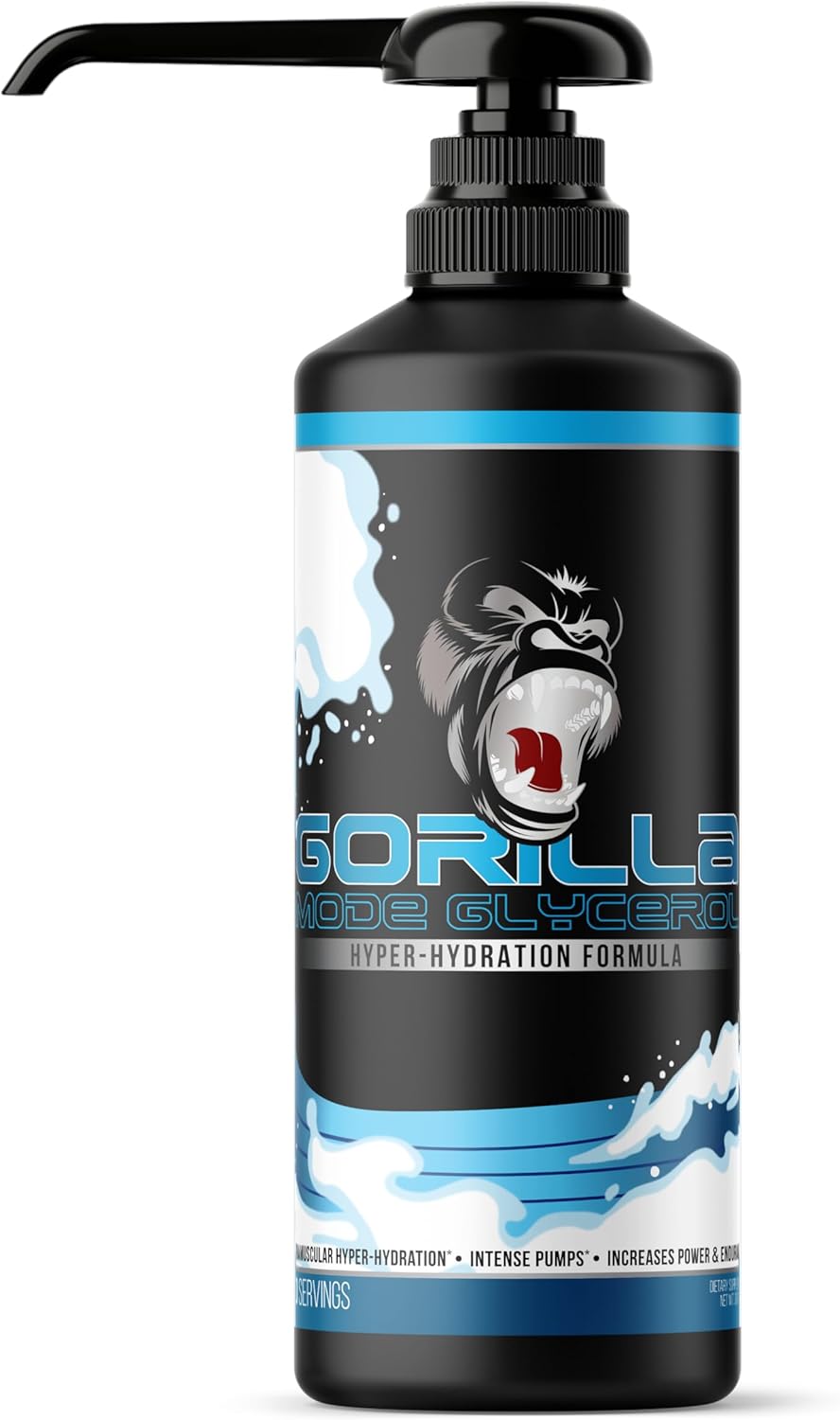 Gorilla Mode Liquid Glycerol Pre-Workout - Hydrating Pre-Workout Formula for Intense Pumps · Intramuscular Hyper-Hydration · Increased Power & Endurance / 33 FL OZ (Unflavored)
