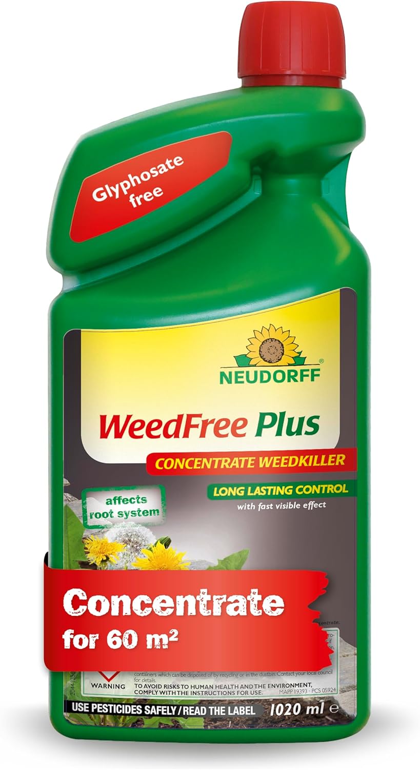 Neudorff WeedFree Plus Weed Killer Concentrate, 1020 ml, Glyphosate Free Weedkiller Concentrate, Organic, Animal Fiendly, Herbicide, Concentrated Weed Killer