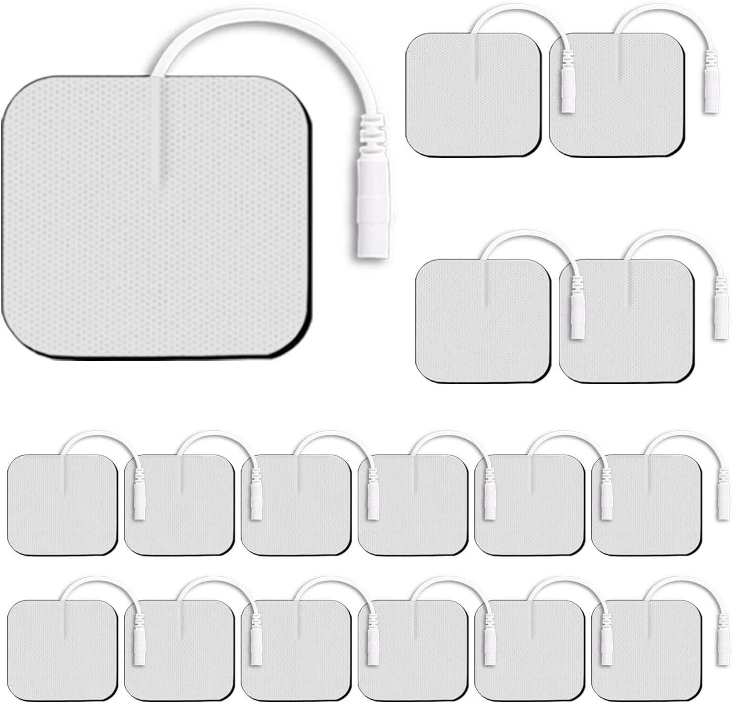 Electrodes Pads Tens Unit Replacement Pads - 2" x 2"22 pcs with Upgrated Self Stick Performance and Non-Irritating Design with 2.0 mm Pin-in Connector（Grayish White）