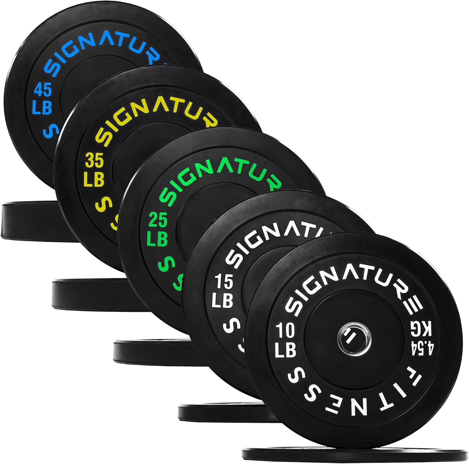 Olympic Barbell 2-Inch Rubber Bumper Plate Weight Set for Strength Training, Multiple Options