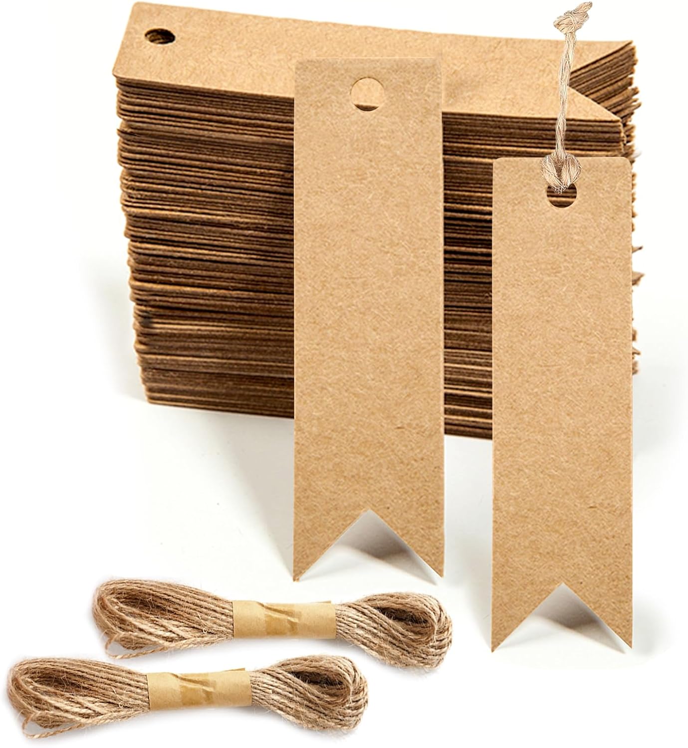 Small Brown Kraft Gift Tags with String, 200 Pcs Mini 7x2cm Kraft Paper Blank Brown Labels Luggage Hang Tag for Gifts Bags Crafts