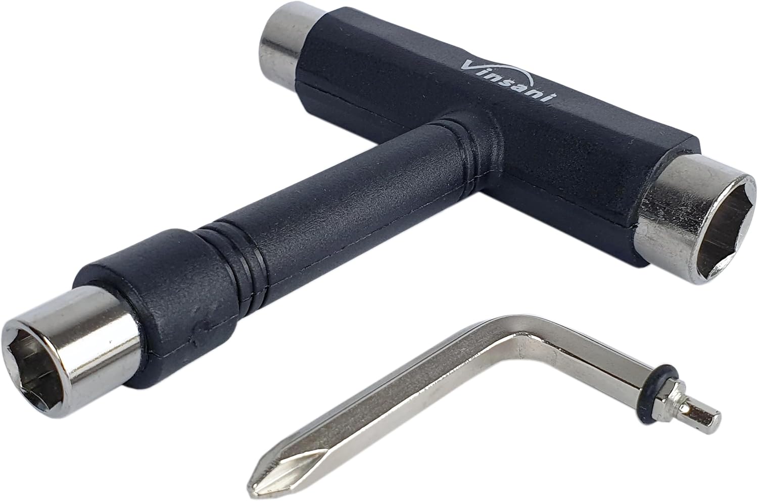 Vinsani All-In-One Skate Tools Multi-function Portable Skateboard T-Shape Tool Accessory with T-type Allen Key