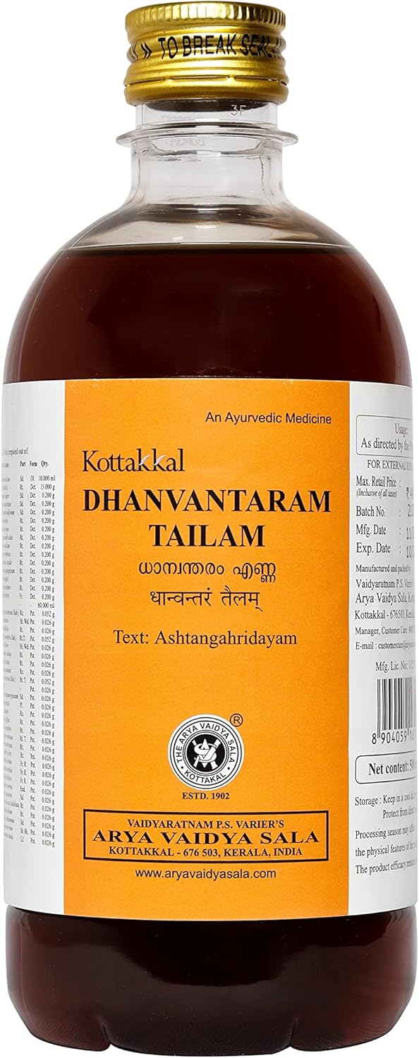 Kottakkal Ayurveda Dhanvantaram Tailam - 500 Ml, Enriched With Goodness Of Herbal Ingredients