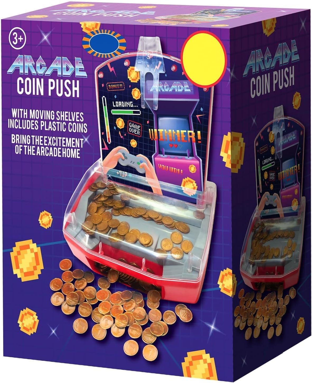 PaMeer® Modern Coin Push Machine: Battery-Operated Arcade Game with 150 Coins, LED Lights, and Arcade Music - Ideal Kids' Gift