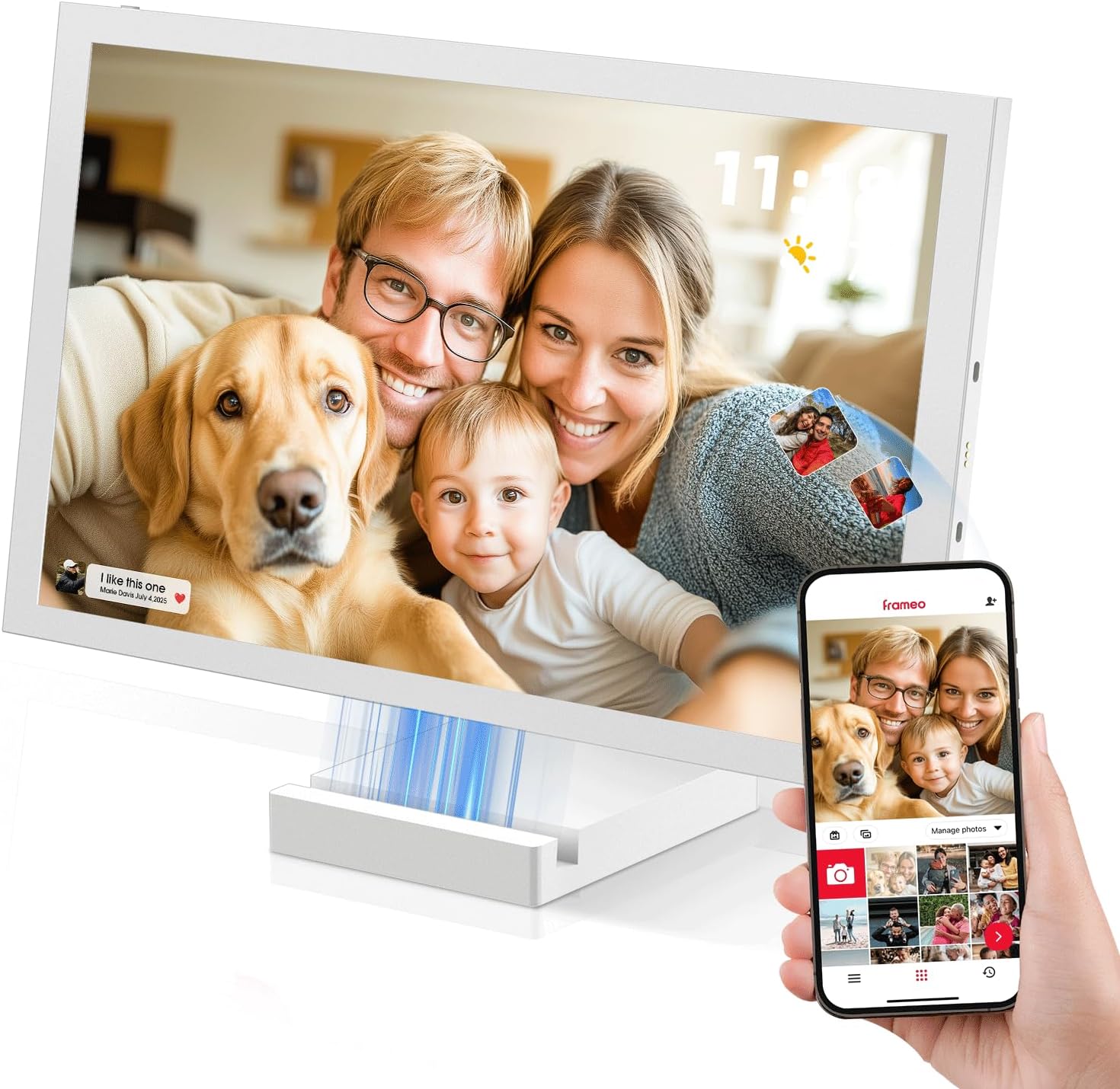 64GB Digital Photo Frame WiFi, 5000mAh Wireless Photo Frame with Wireless Charging Base, 10.1-inch HD IPS Touch Screen Digital Frame, Auto Rotate, Share Photos/Videos Anytime