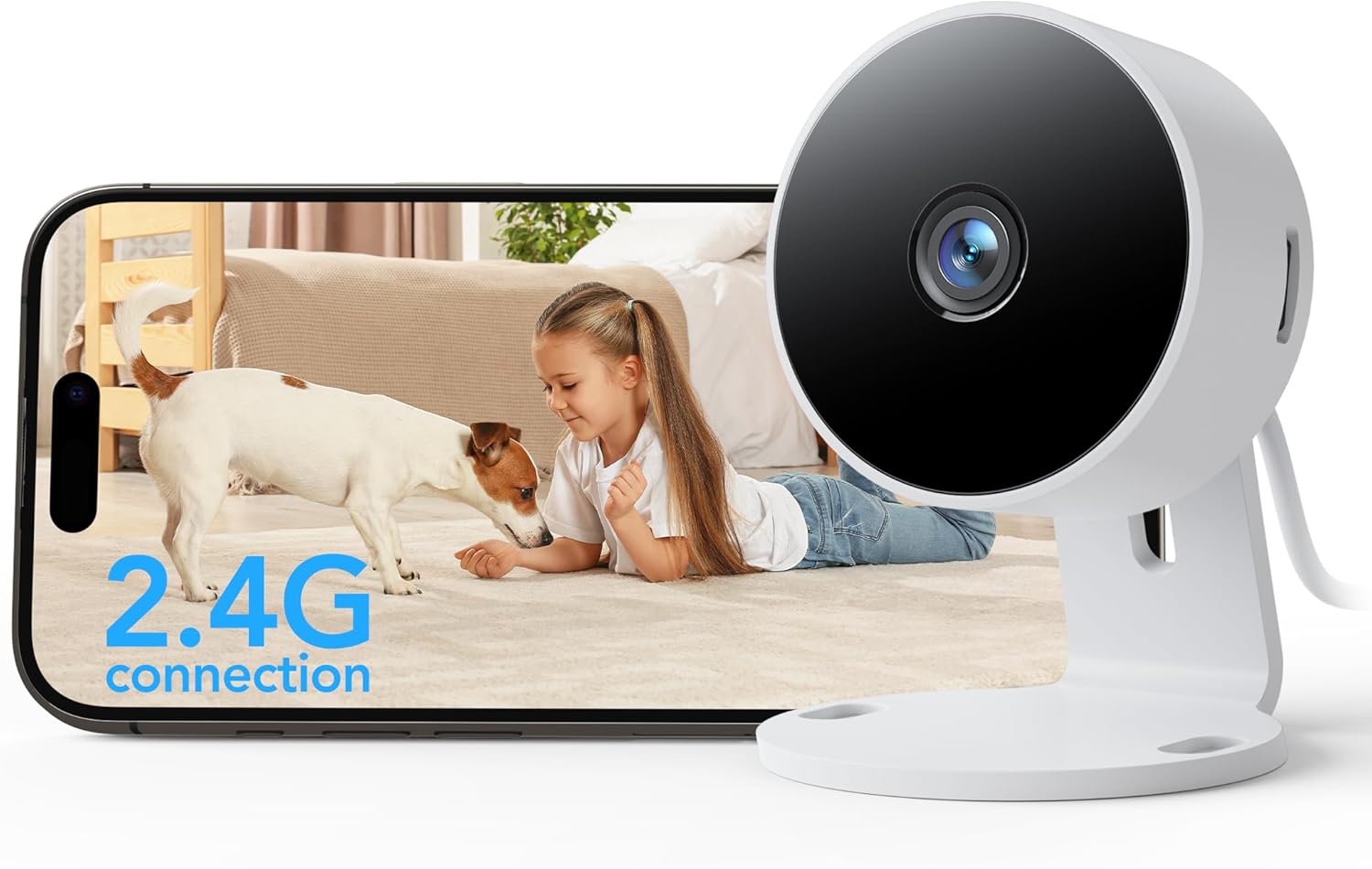 GNCC GC3 Indoor Security Camera with Night Vision, AI Motion Sound Detection, 2-Way Audio, 1080P Baby Monitor, Cloud & SD Storage, 2.4GHz WiFi Works with Alexa & Google Home, Easy Setup, White