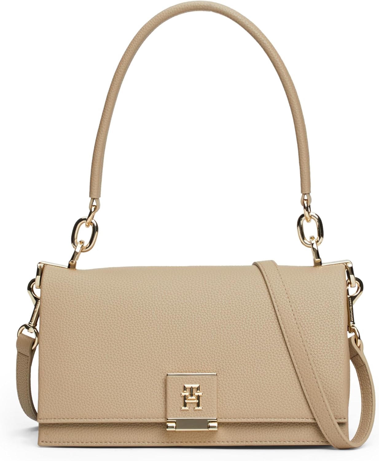 Tommy Hilfiger Leather Shoulder Bag with Removable Crossbody Strap