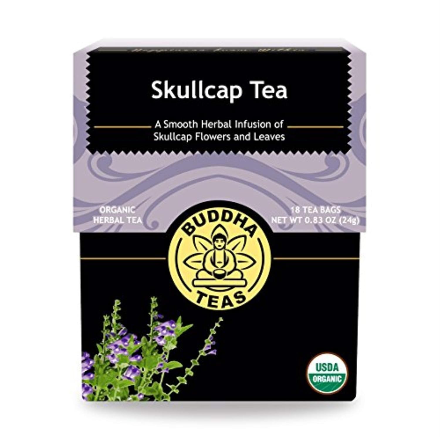 Buddha Teas Organic Skullcap Tea - OU Kosher, USDA Organic, CCOF Organic, 18 Bleach-Free Tea Bags