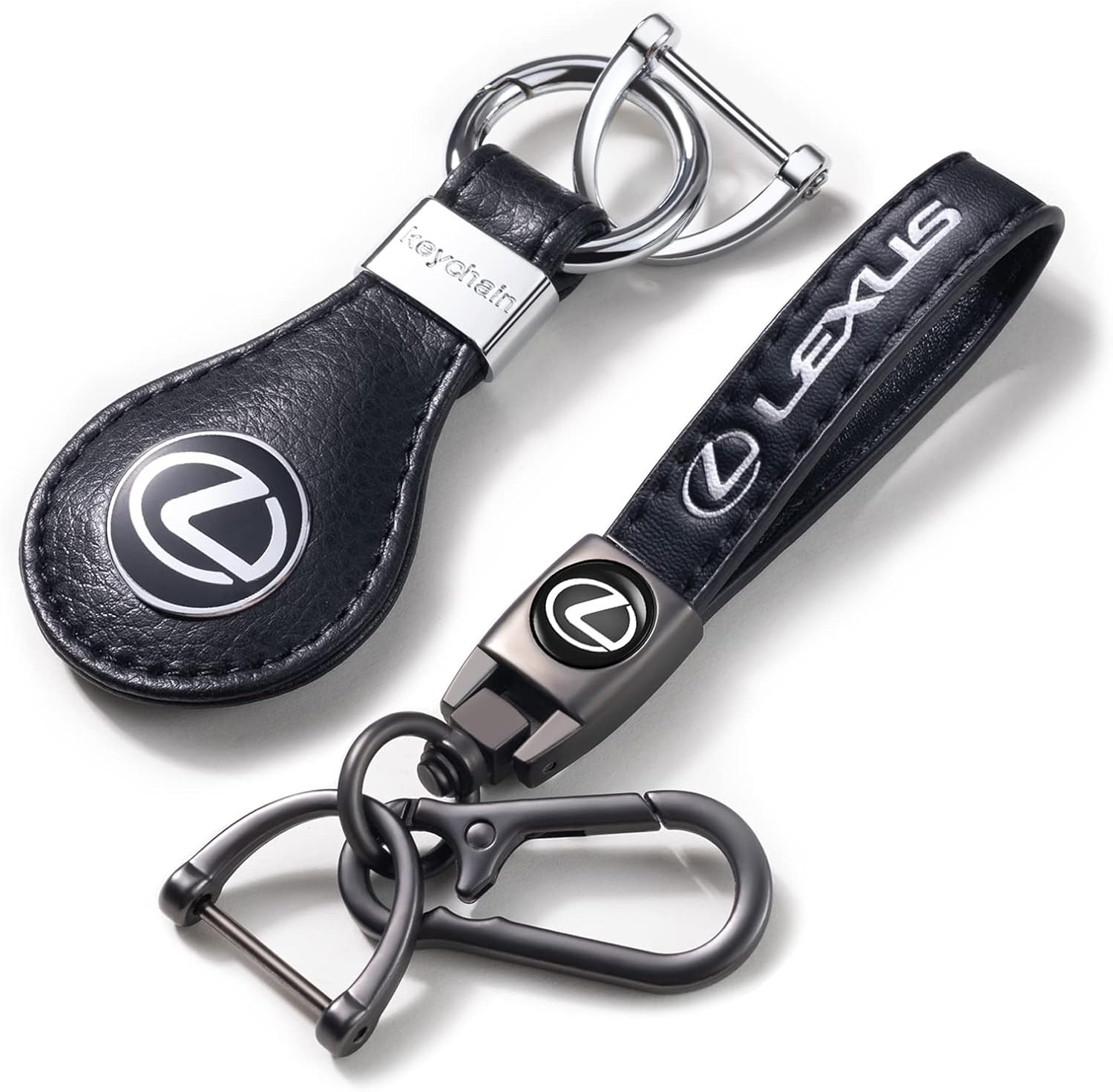 meisuH 2 Packs Car Keychain Keyring for,Leather Car Keychain,Women/Men's Key Chains for Vehicles,Auto Keyring Lanyard for Key Fob Holder