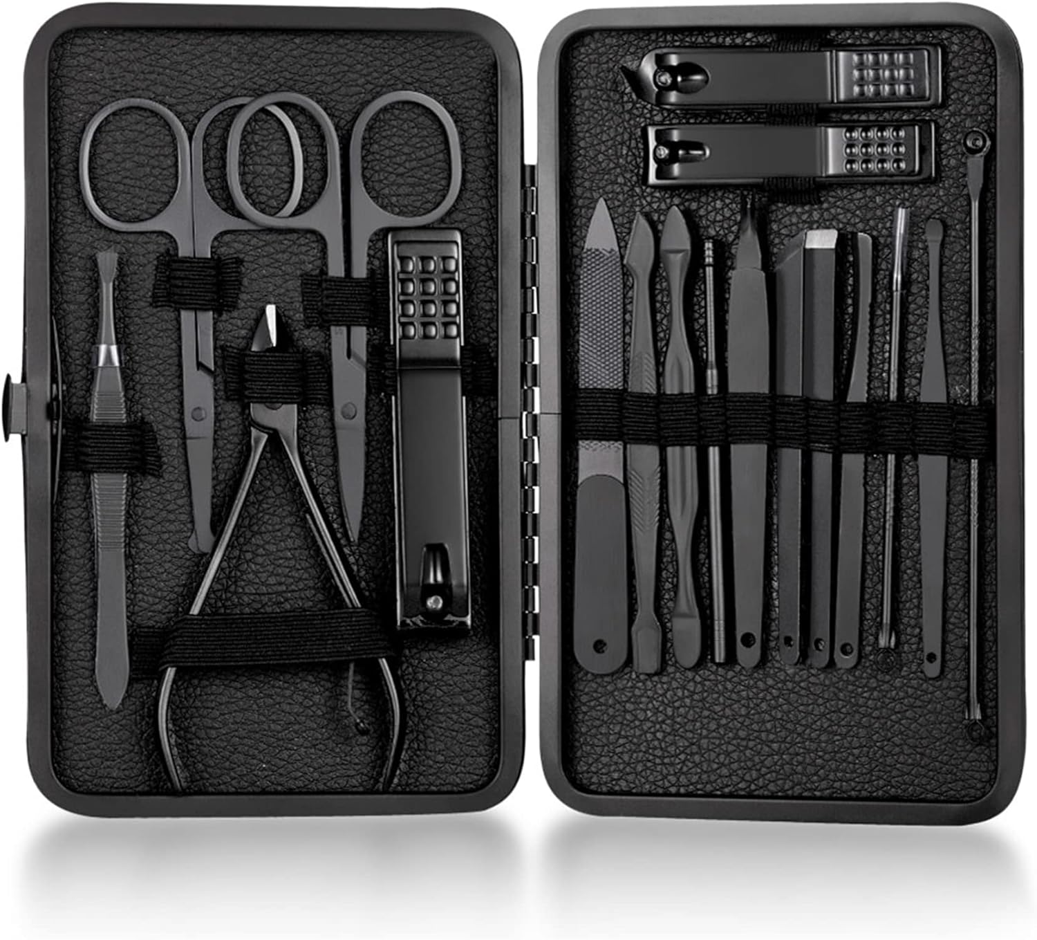 Manicure Set Nail Clipper Kit Stainless Steel Pedicure Set Professional Nail Clipper Kits with Travel Case for Women & Men (Black)