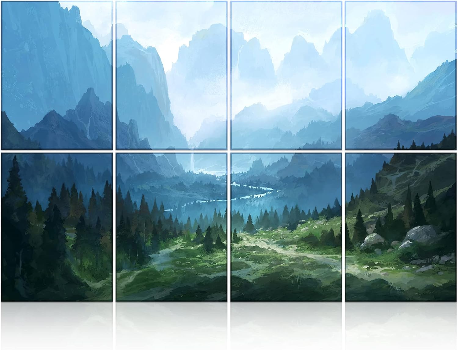 BUBOS 8 Pack Art Acoustic Panels Soundproof Wall Panels,48X32Inches Sound Absorbing Panels,Self-adhesive Decorative Acoustical Wall Panels, Acoustic Treatment for Recording Studio,Landscapes02