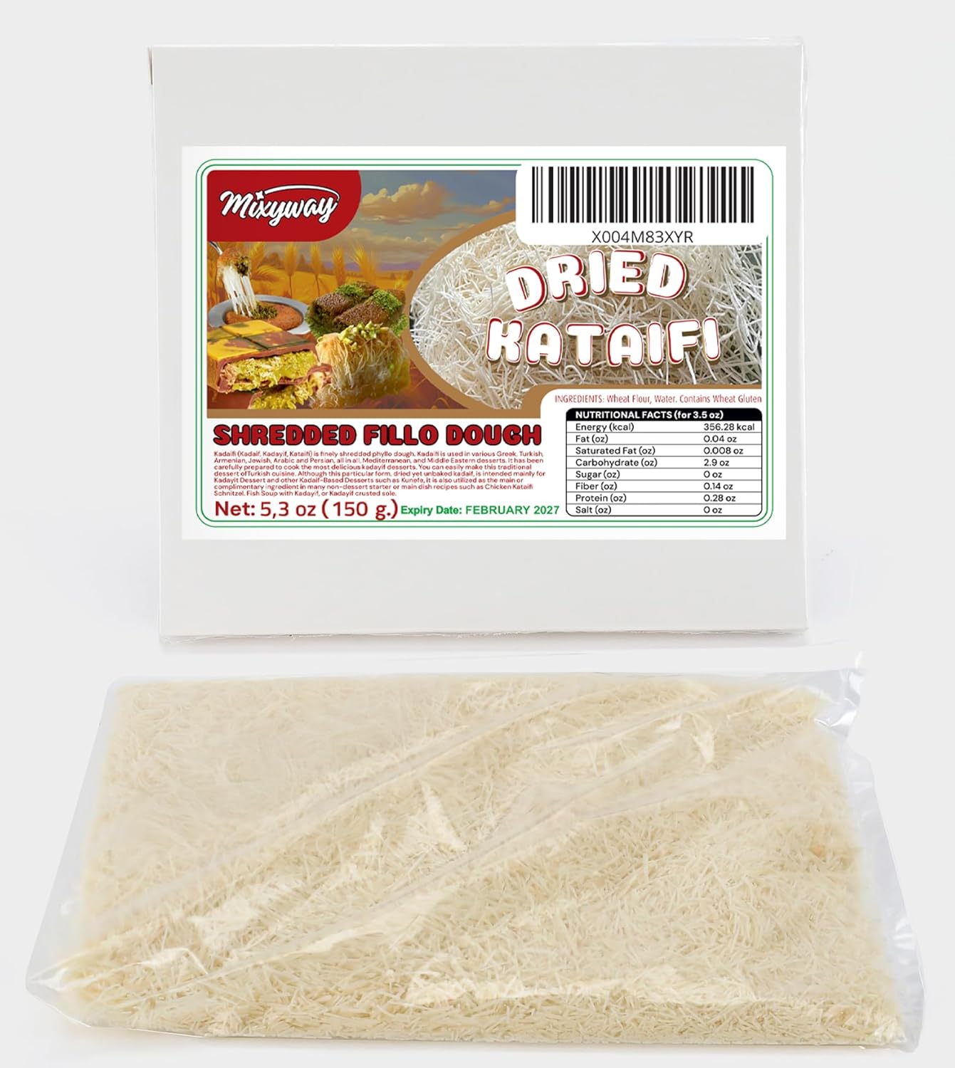 Kataifi Shredded Fillo Dough for Dubai Chocolate Bar Pistachio 5.3 Oz (150 gr.) Kadayif for Knafeh Pistachio Chocolate Bar Pastry s in Cardboard. Knafeh Kunafa Katafi Kunefe Kadaifi Phyllo Dough Chilled Kadafi Dubai Katifi Kanafeh