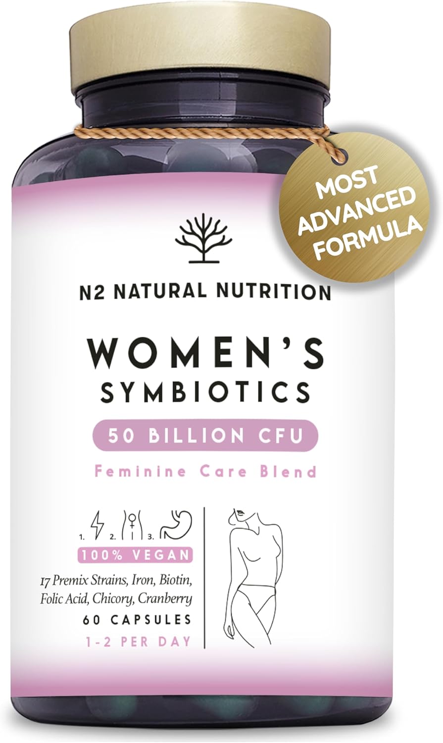 Probiotics for Women 300 Billion CFU/gr* 17 Multi strains, 360 Female Health Solution for Gut, Vaginal, Urinary, Skin Health. Hormonal Balance & Vaginal probiotics 60 Caps N2 Natural Nutrition