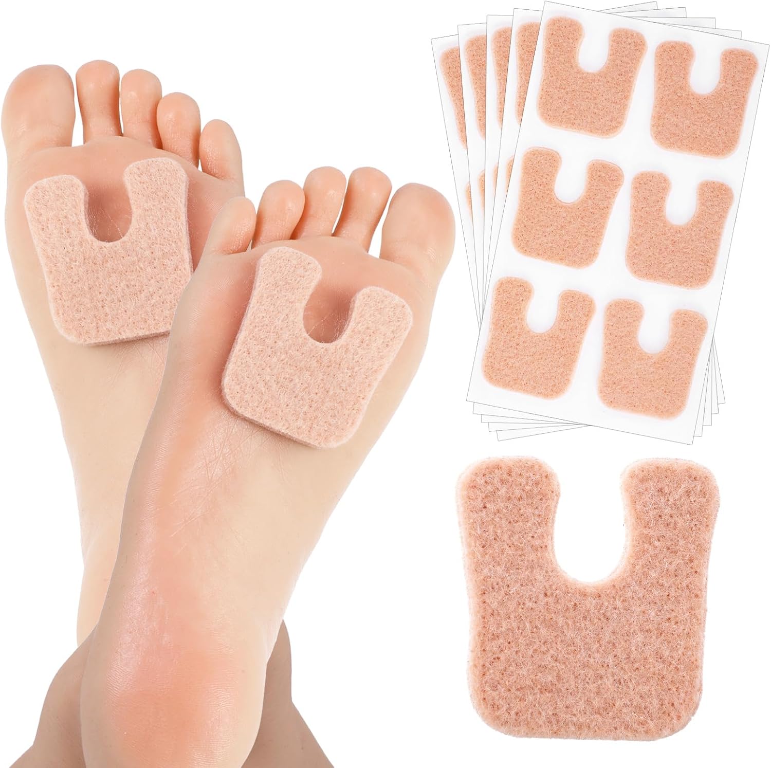 Corn Plasters for Bottom of Feet, 30PCS Soft Horseshoe Callus Corn Pads Toes Metatarsal Cushions 3 in 1,Adhesive Felt Remover Calloused Pads for Side Bottom of Foot and Heel, Foot Cushion Pain Relief