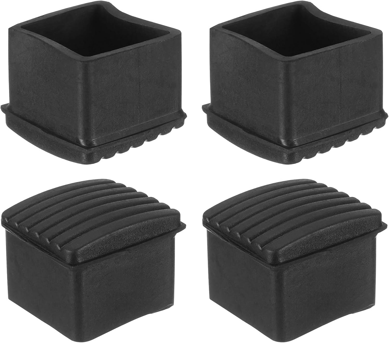 uxcell Rubber Furniture Leg Caps, 4Pcs 30x30mm Rectangle Thick Chair Leg Tips Caps, Furniture Foot End Caps Covers Floor Protectors for Table, Chair, Machinery Equipment Feet (Black)