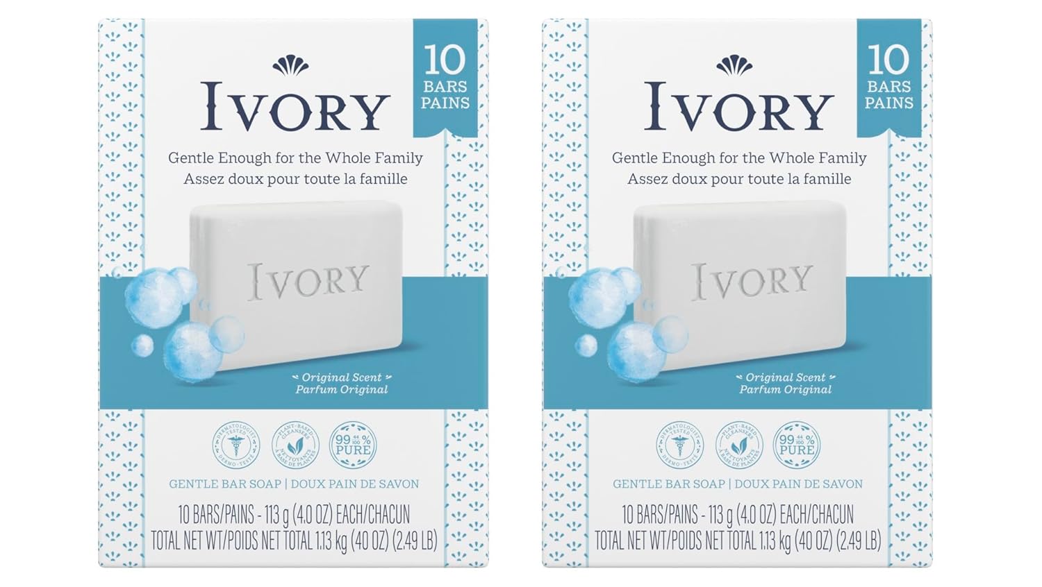 Ivory Clean Original Bar Soap, 4 Ounce, 10 Count (Pack of 2) Total 20 Bars
