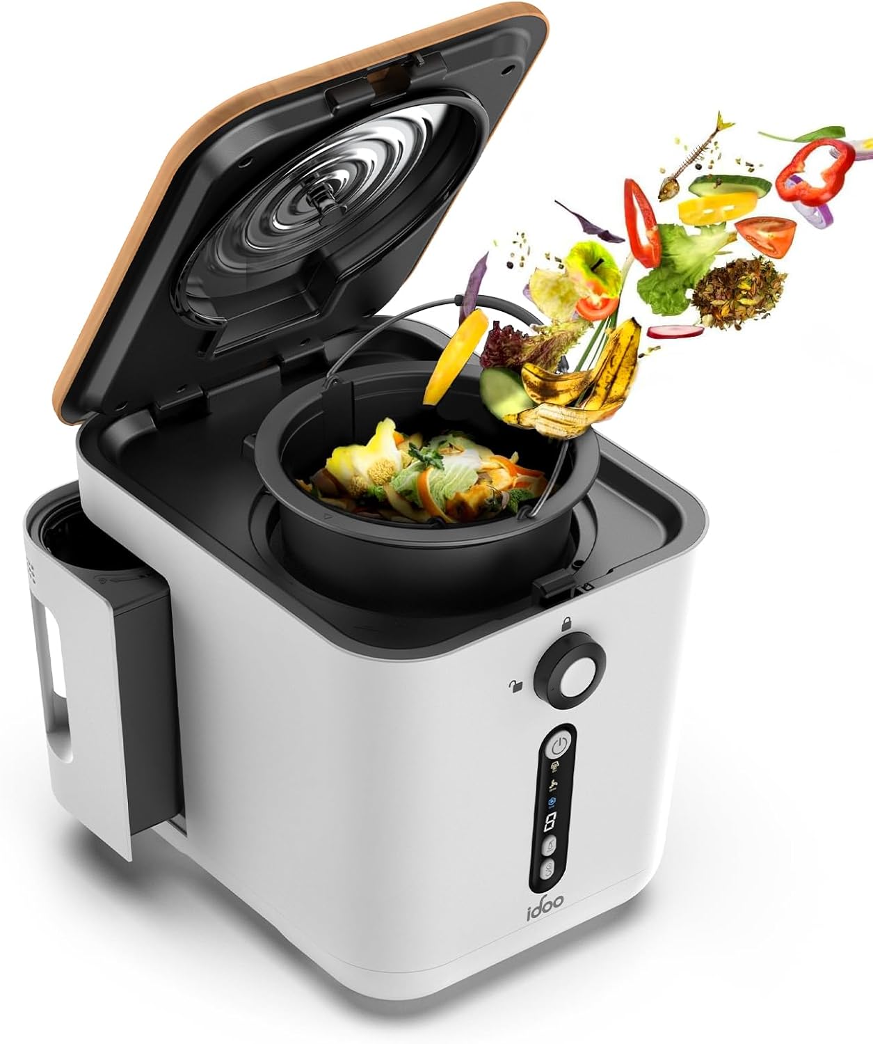 iDOO Electric Composter for Kitchen with Carbon Filter, Adjustable Time Settings, Indoor Compost Bin, Food Cycler Waste Composter Kitchen Counter