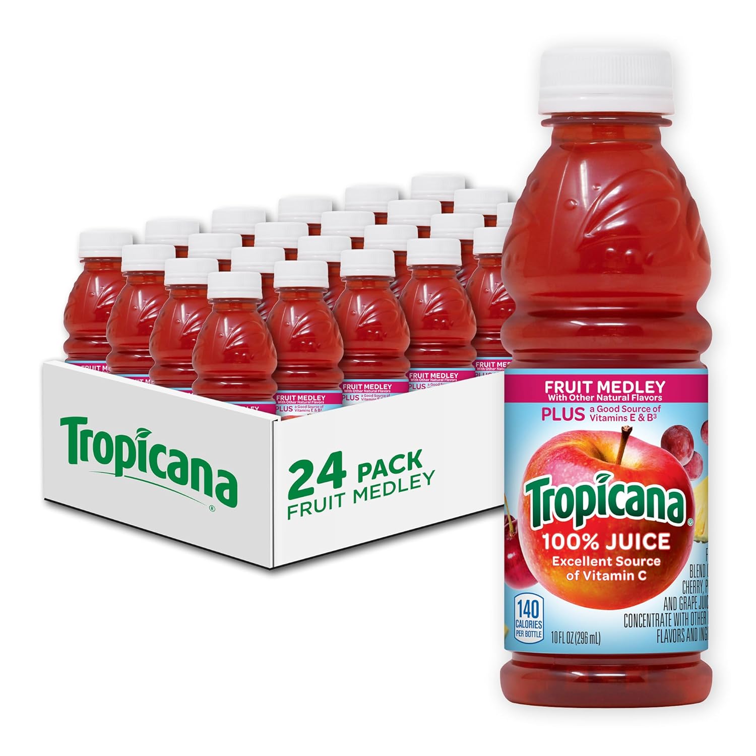 Tropicana 100% Juice, Fruit Medley, 10 Fl Oz Bottle (Pack of 24)