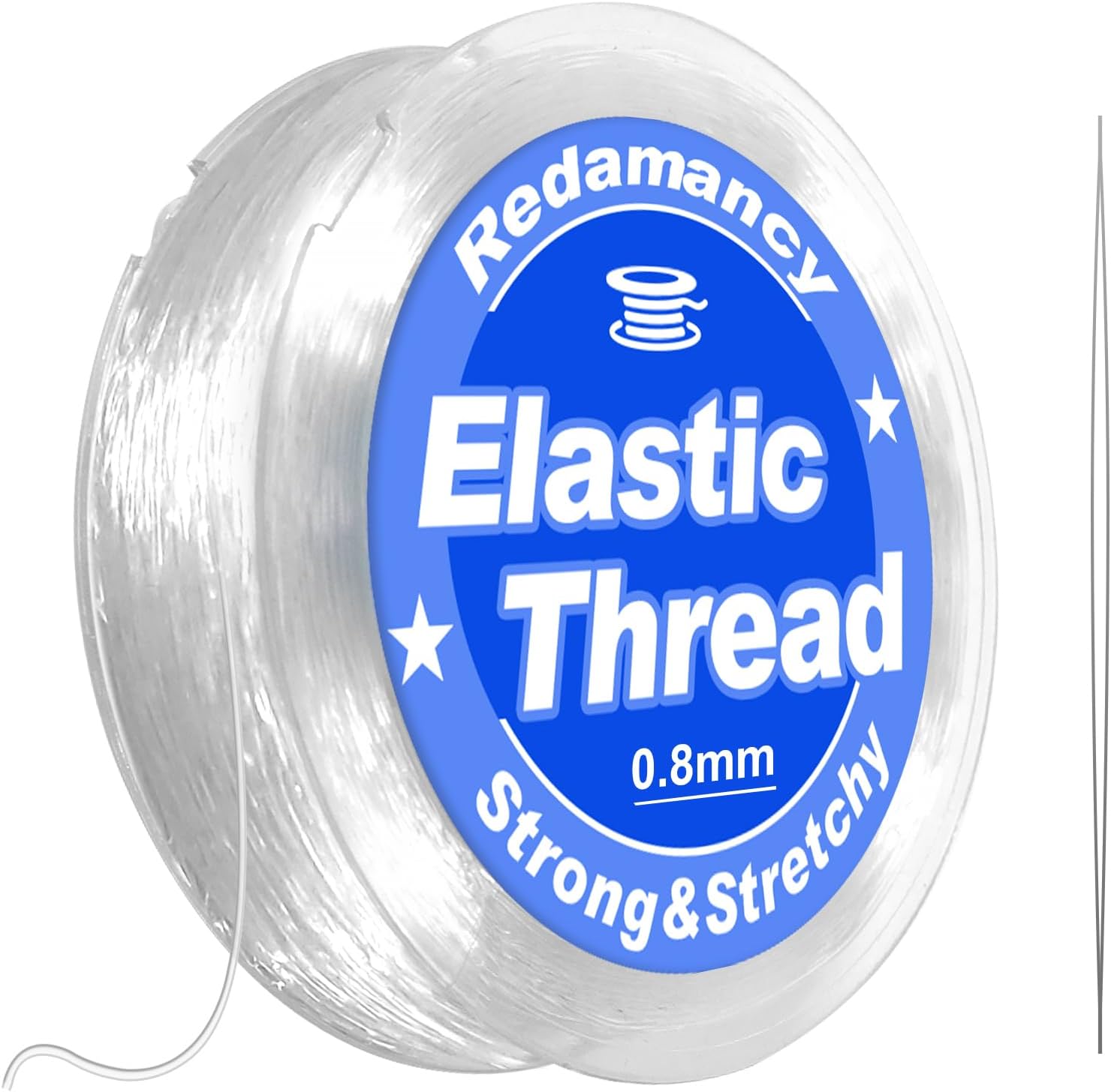 Redamancy 0.8mm x 50m Clear Elastic Bracelet String,Bracelet Elastic for Bracelet Making,Durable & Transparent Elastic Thread,Bracelet Elastic for Jewellery making Beading with Bead Needle
