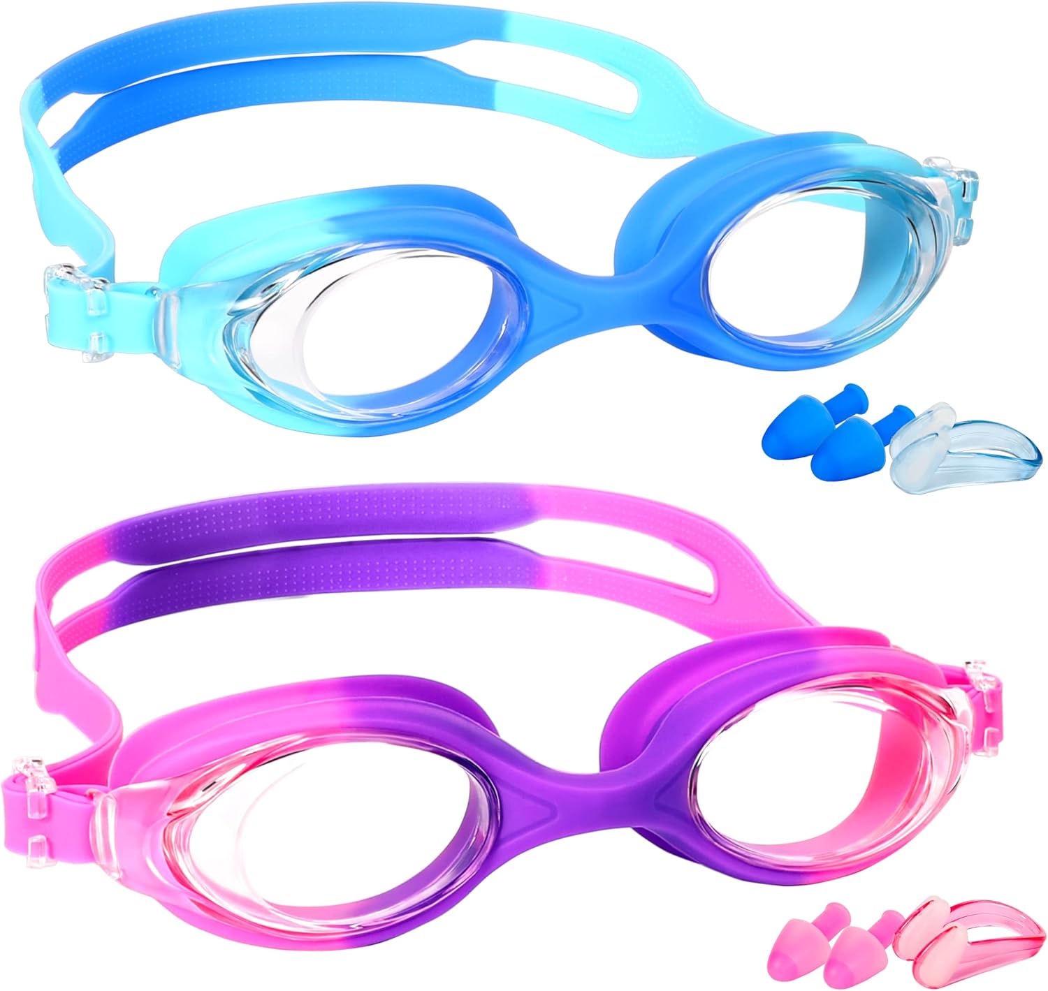 Kids Swim Goggles - 2 Pack Swimming Goggles Anti Fog No Leaking For Kids Age 3-15